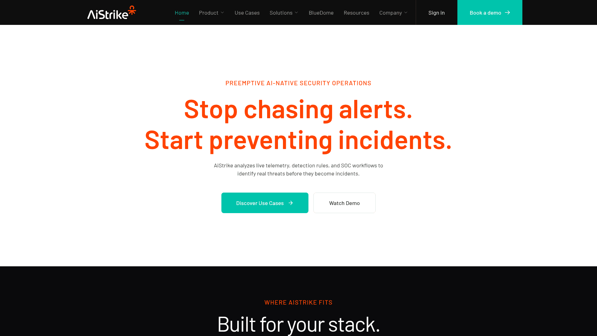 AiStrike homepage screenshot