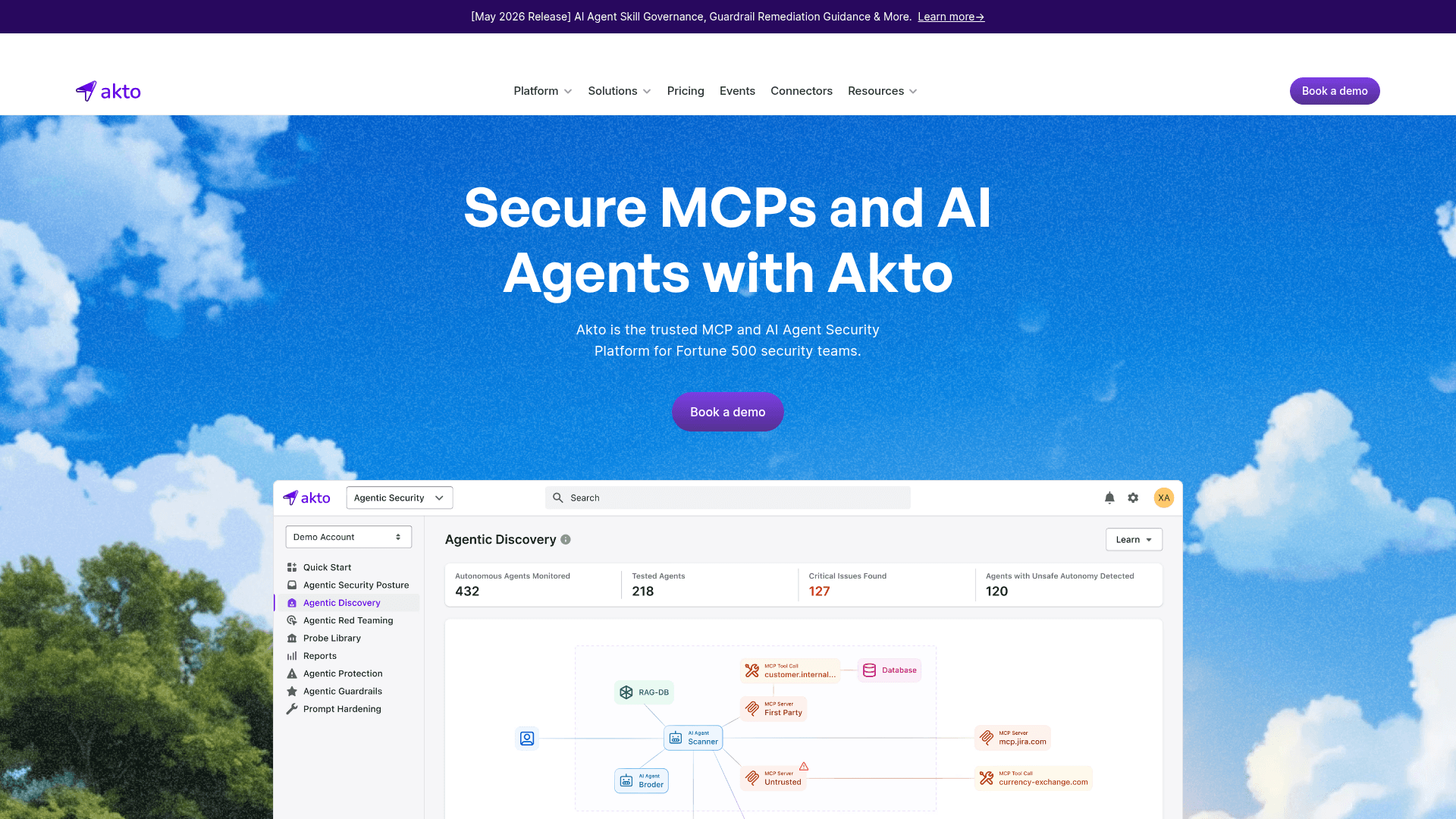 Akto homepage screenshot