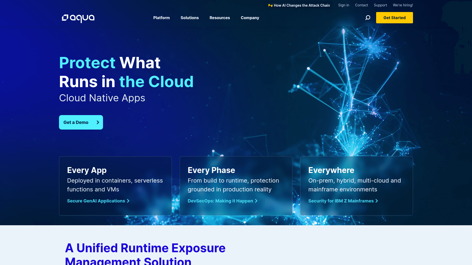 Aqua Security homepage screenshot