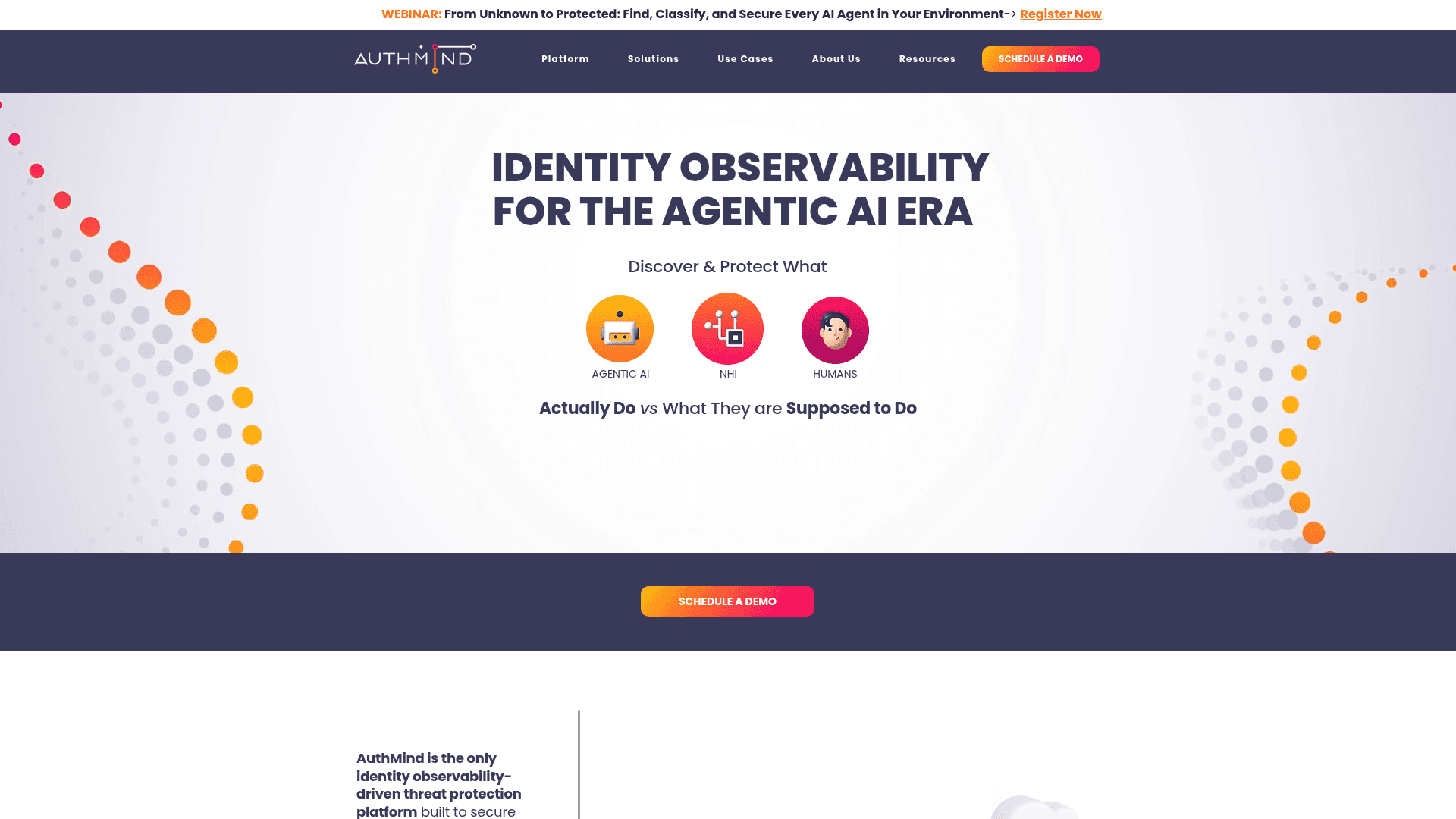 AuthMind homepage