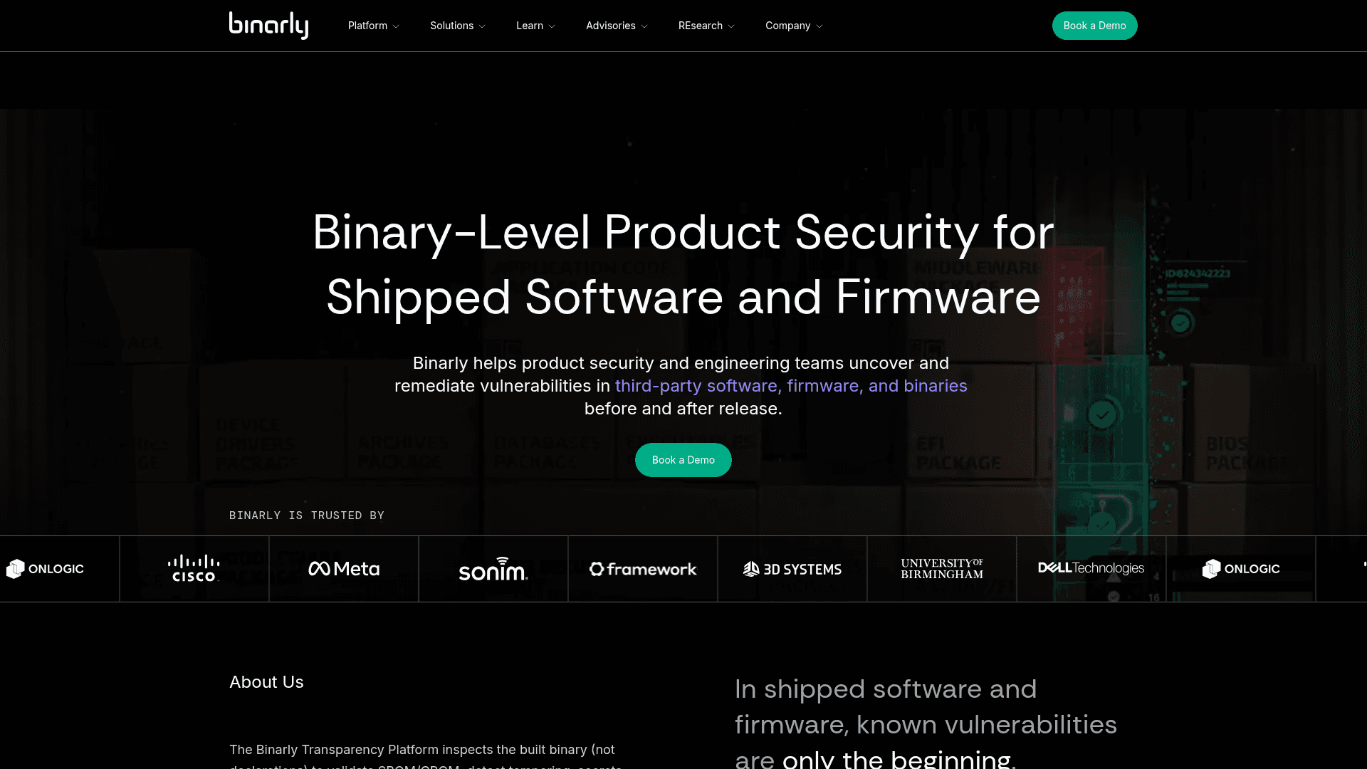 Binarly homepage