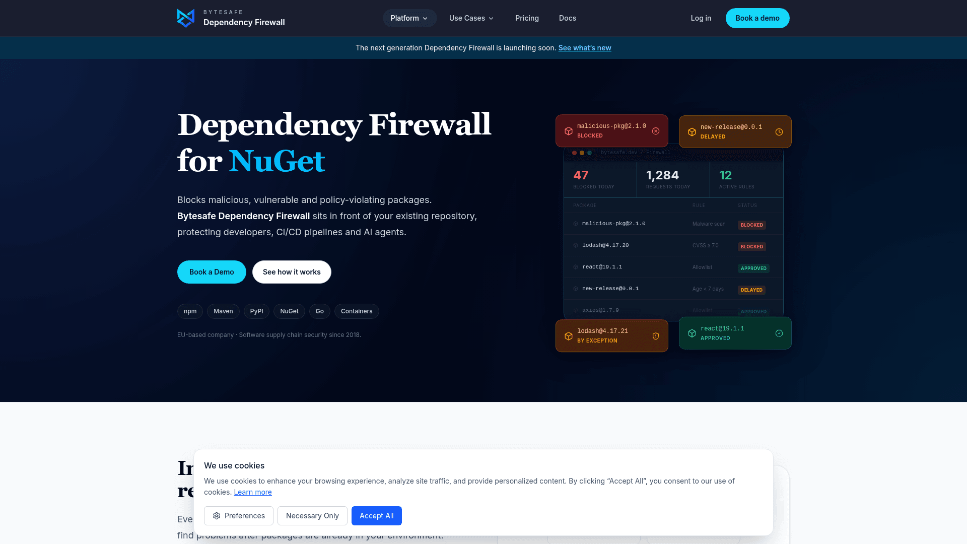 Bytesafe homepage