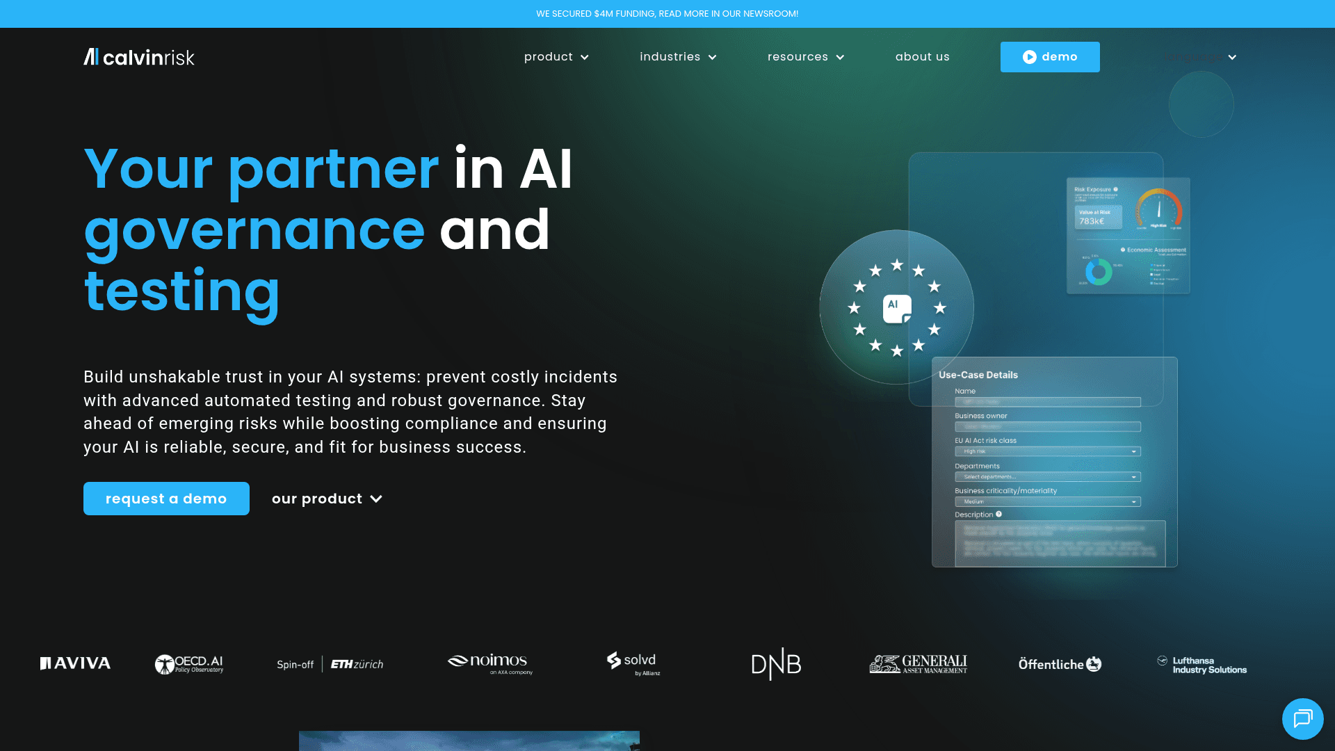 Calvin Risk homepage screenshot