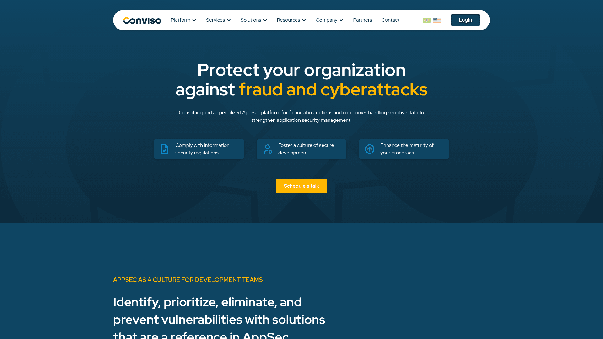 Conviso homepage screenshot