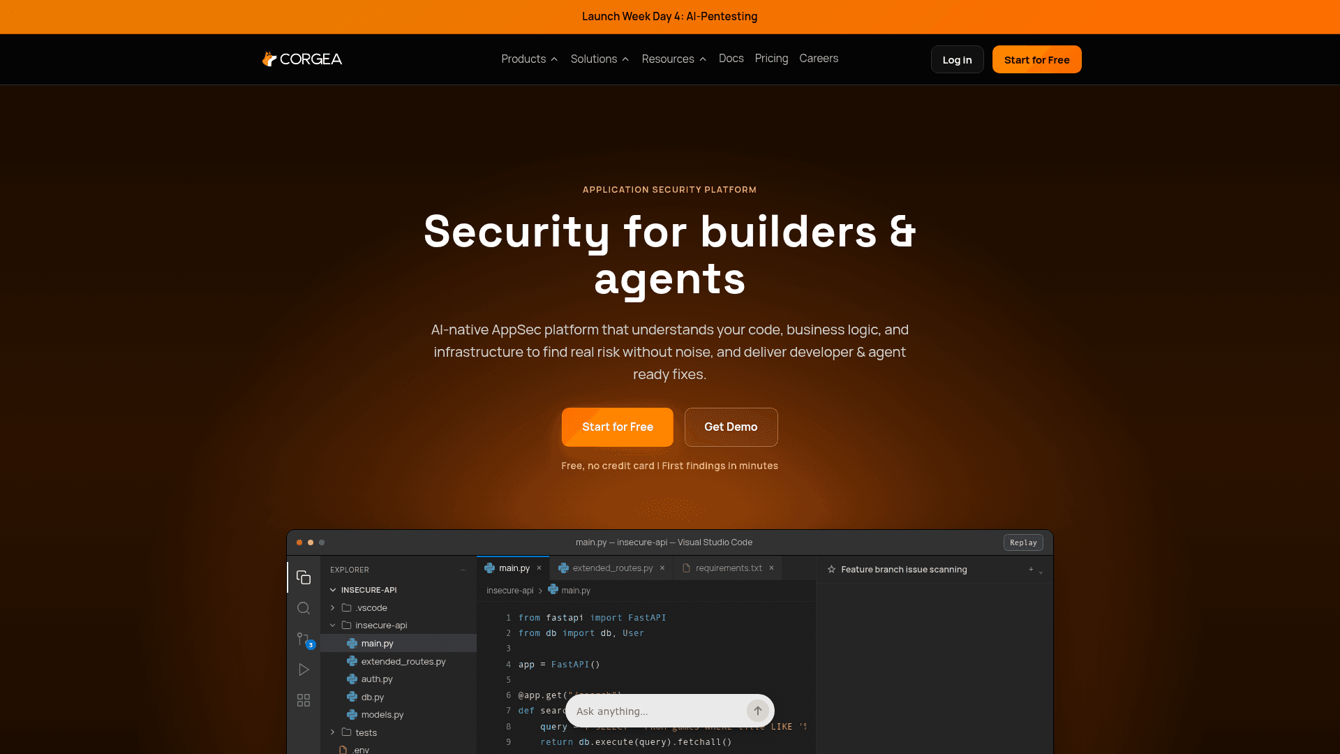 Corgea homepage screenshot