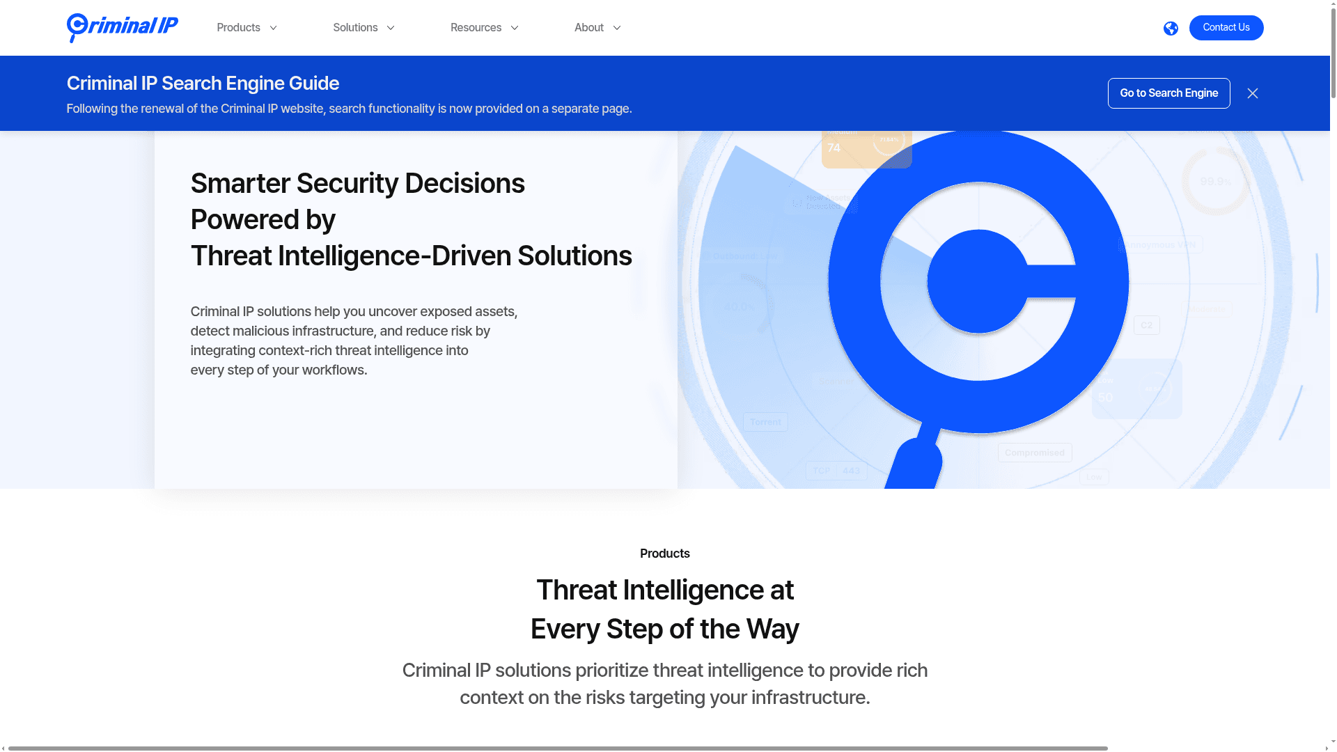 Criminal IP homepage screenshot