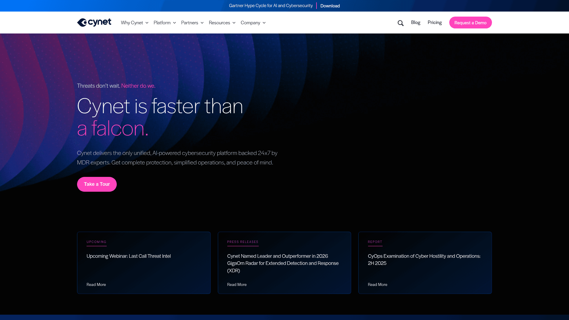 Cynet homepage