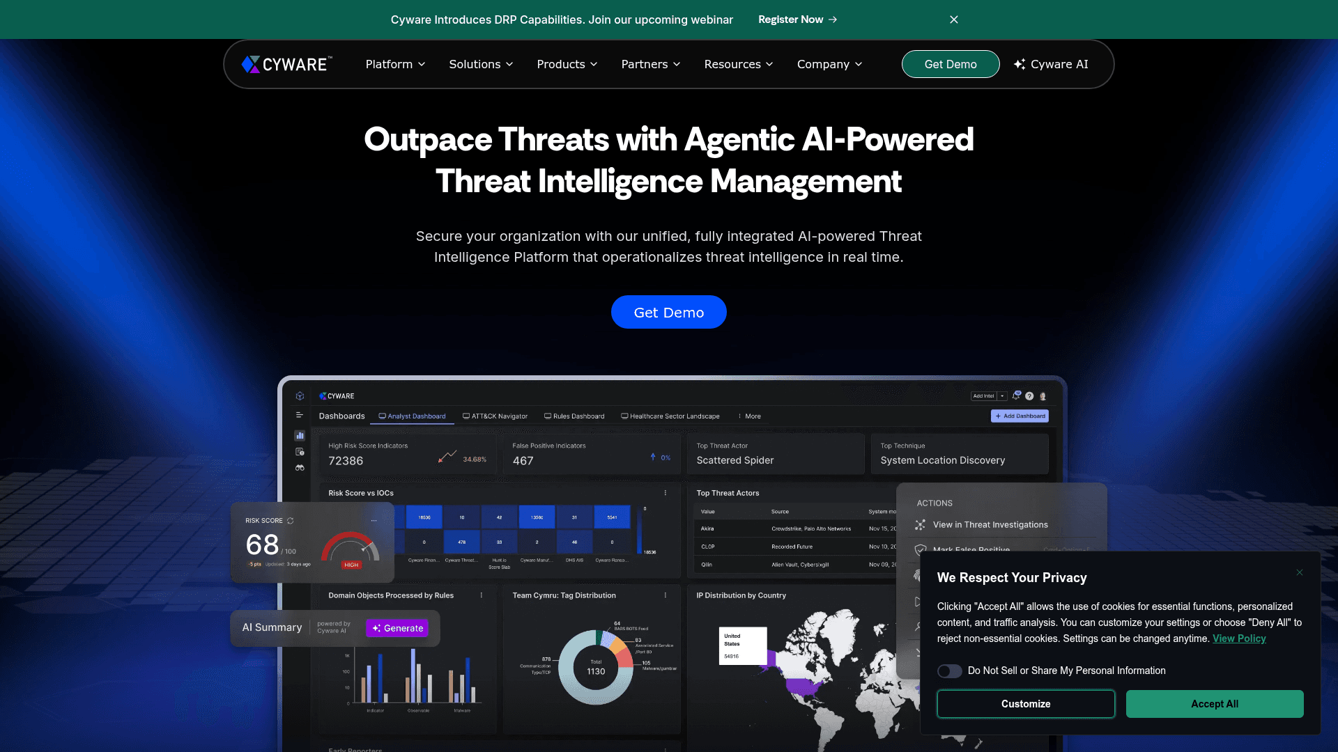 Cyware homepage