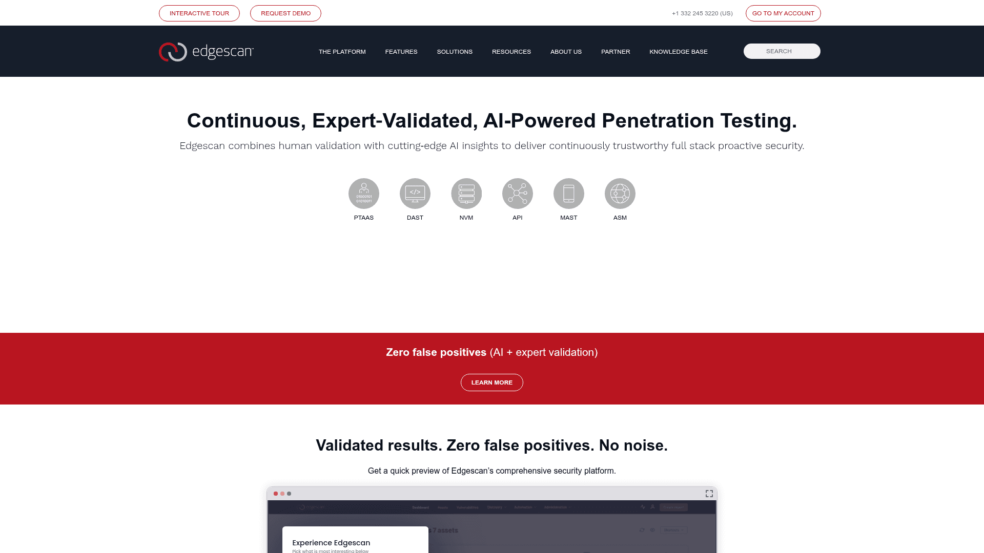 Edgescan homepage screenshot