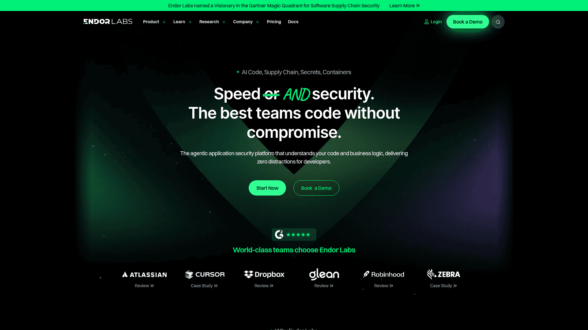 Endor Labs homepage