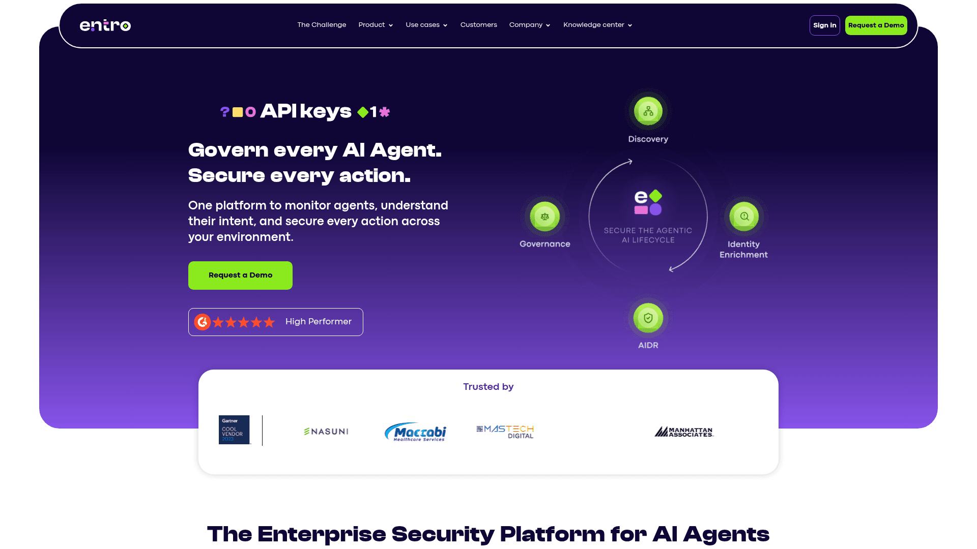 Entro Security homepage