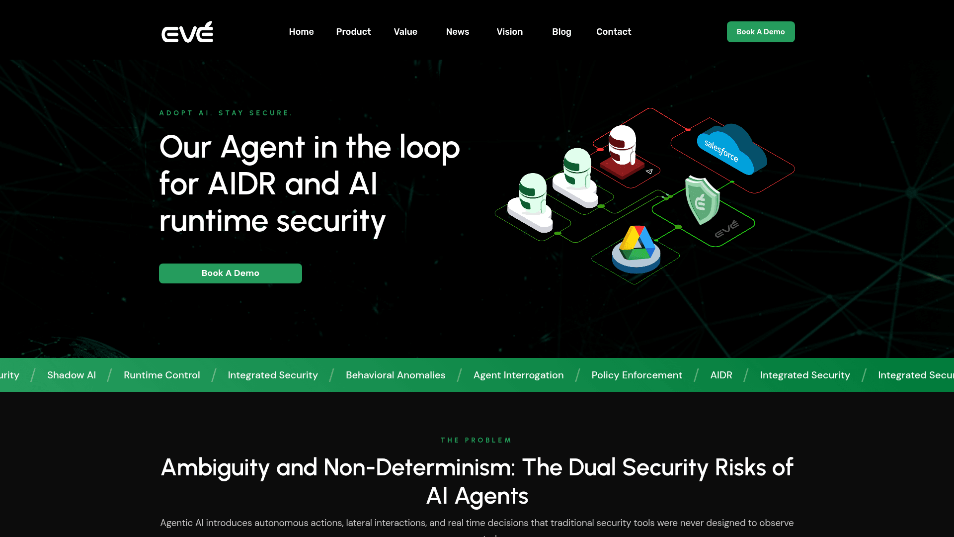 Eve Security homepage screenshot