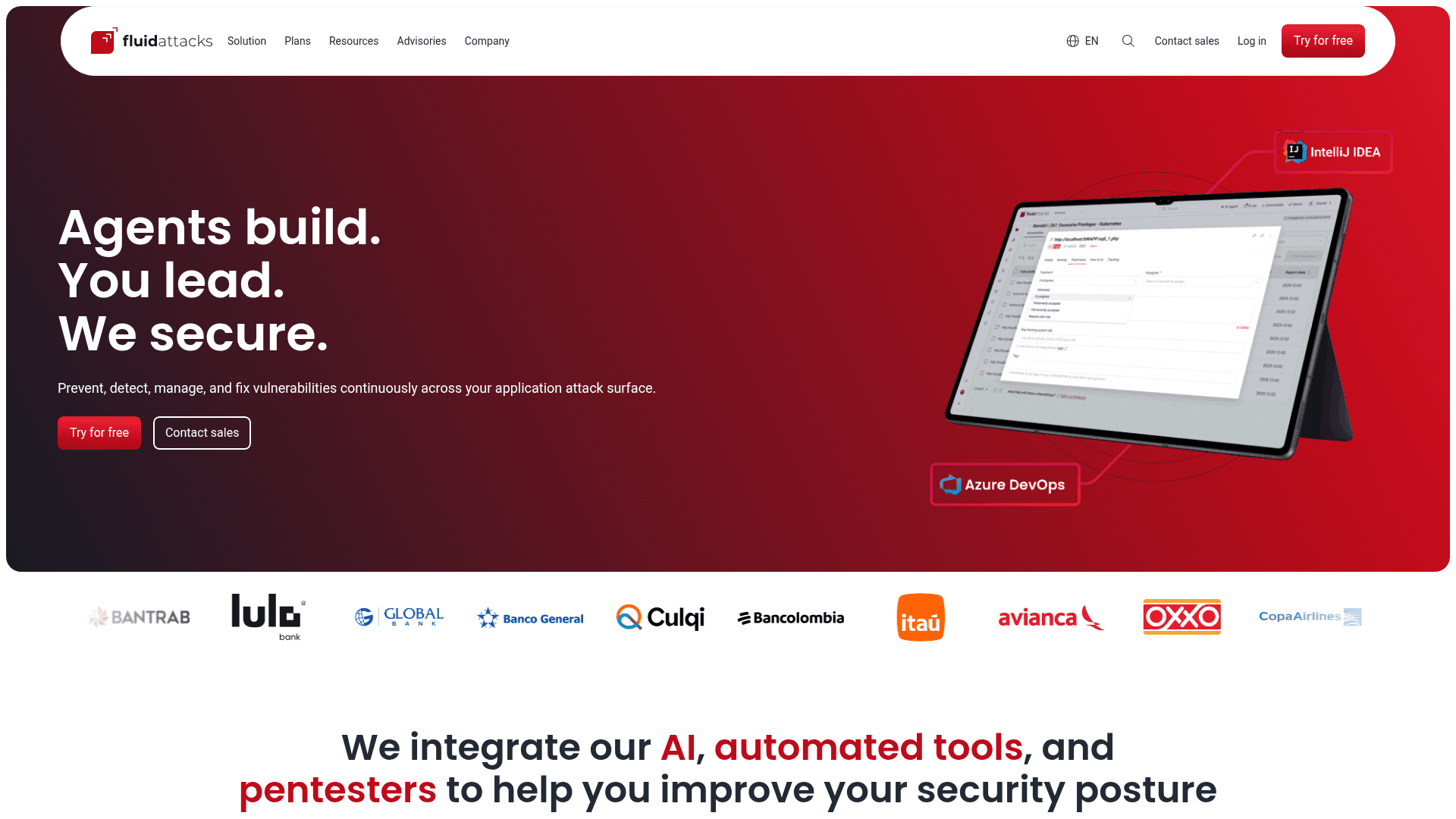 Fluid Attacks homepage screenshot