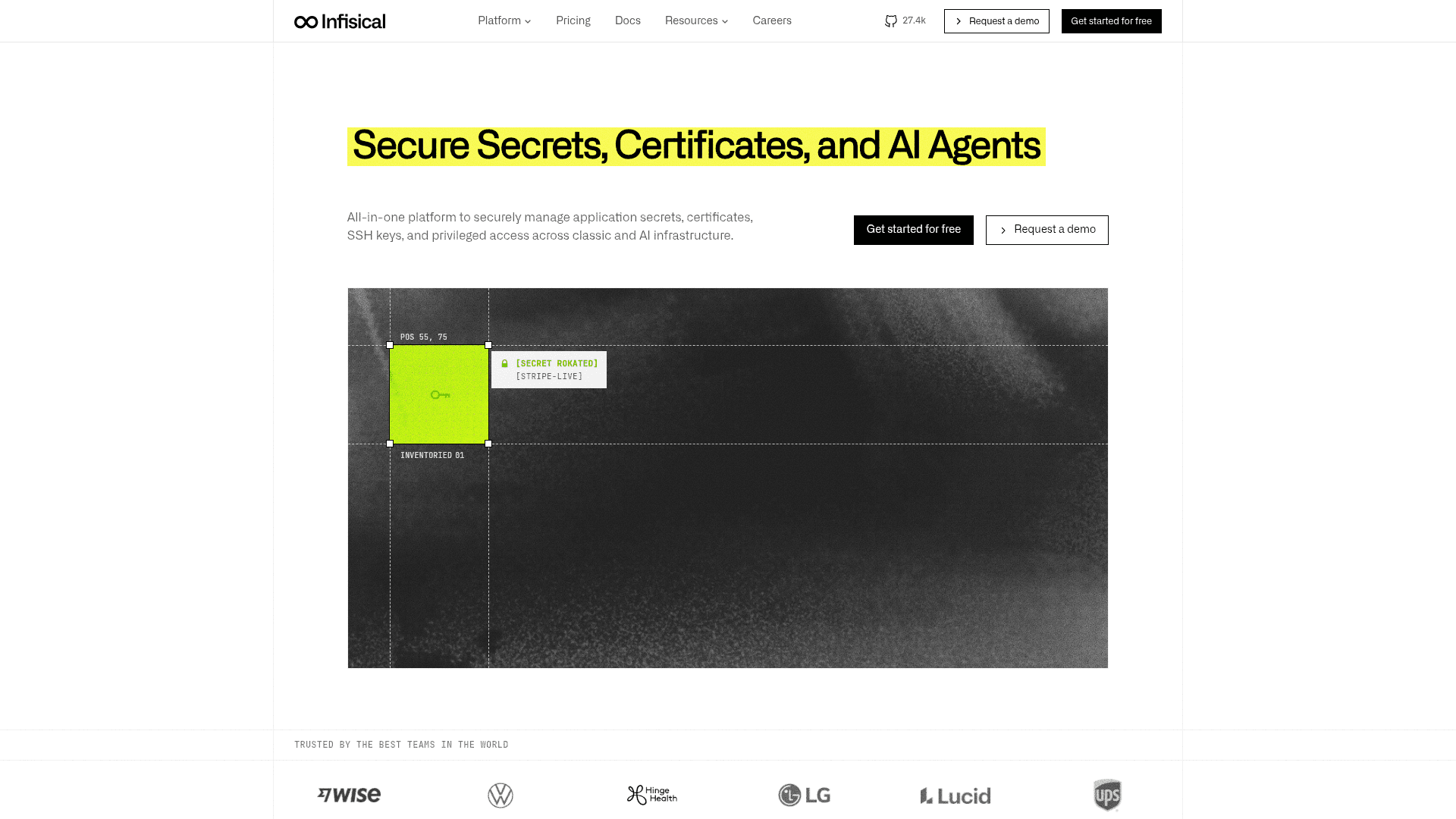 Infisical homepage
