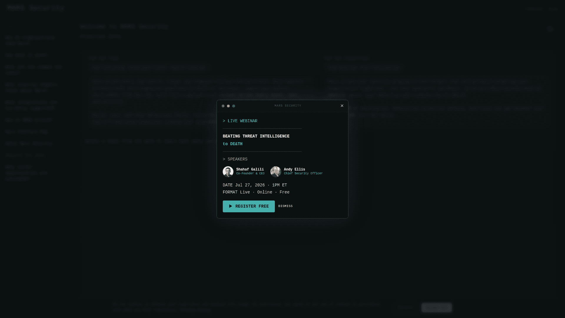 MARS Security homepage screenshot