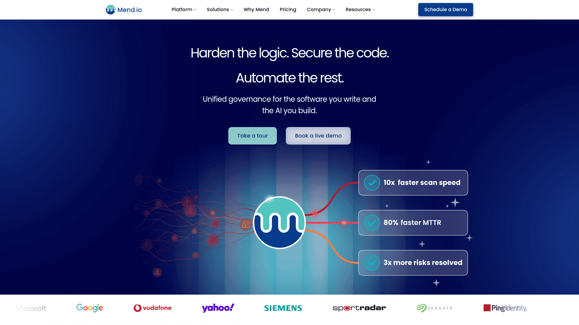 Mend.io homepage