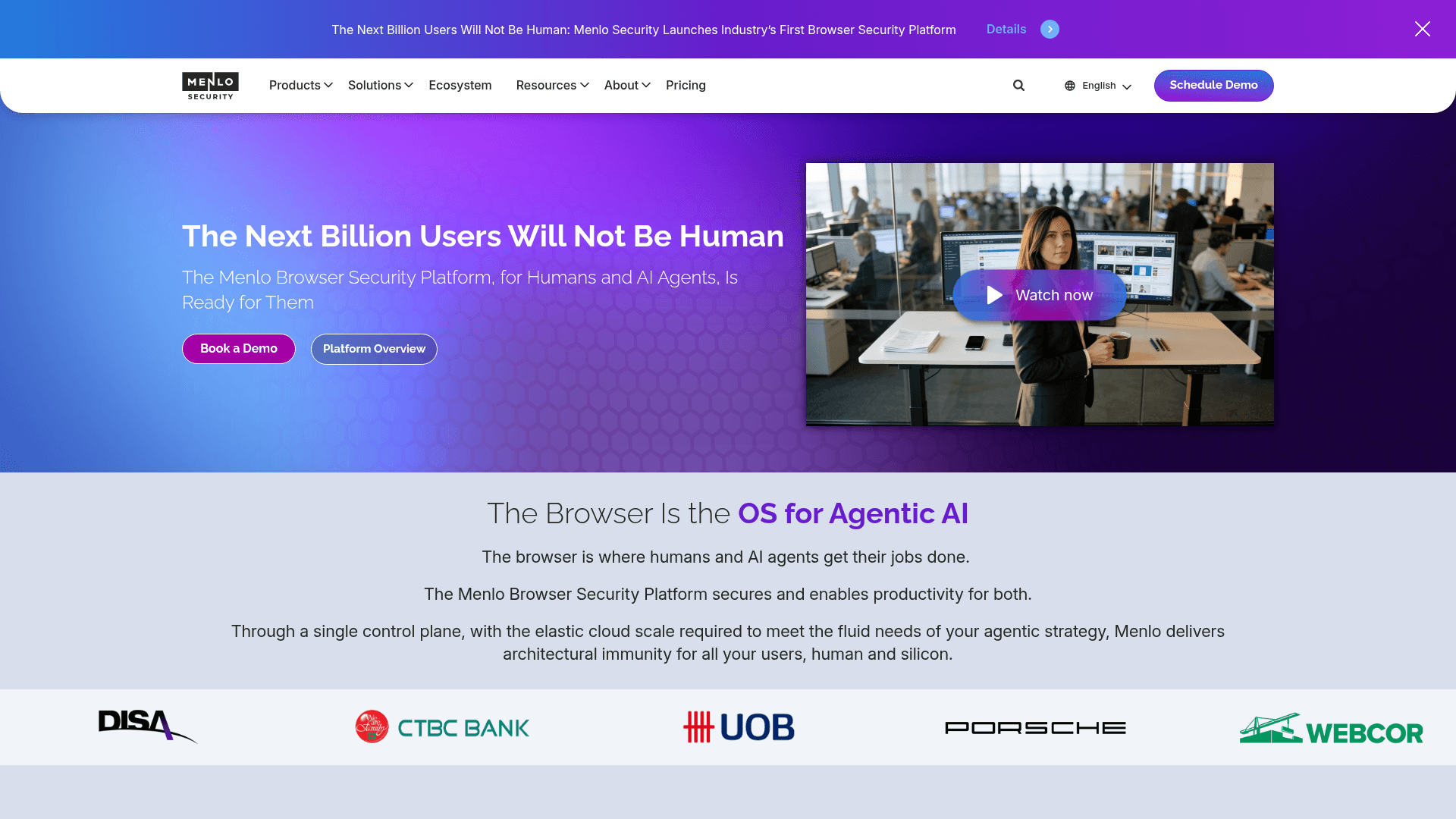 Menlo Security homepage
