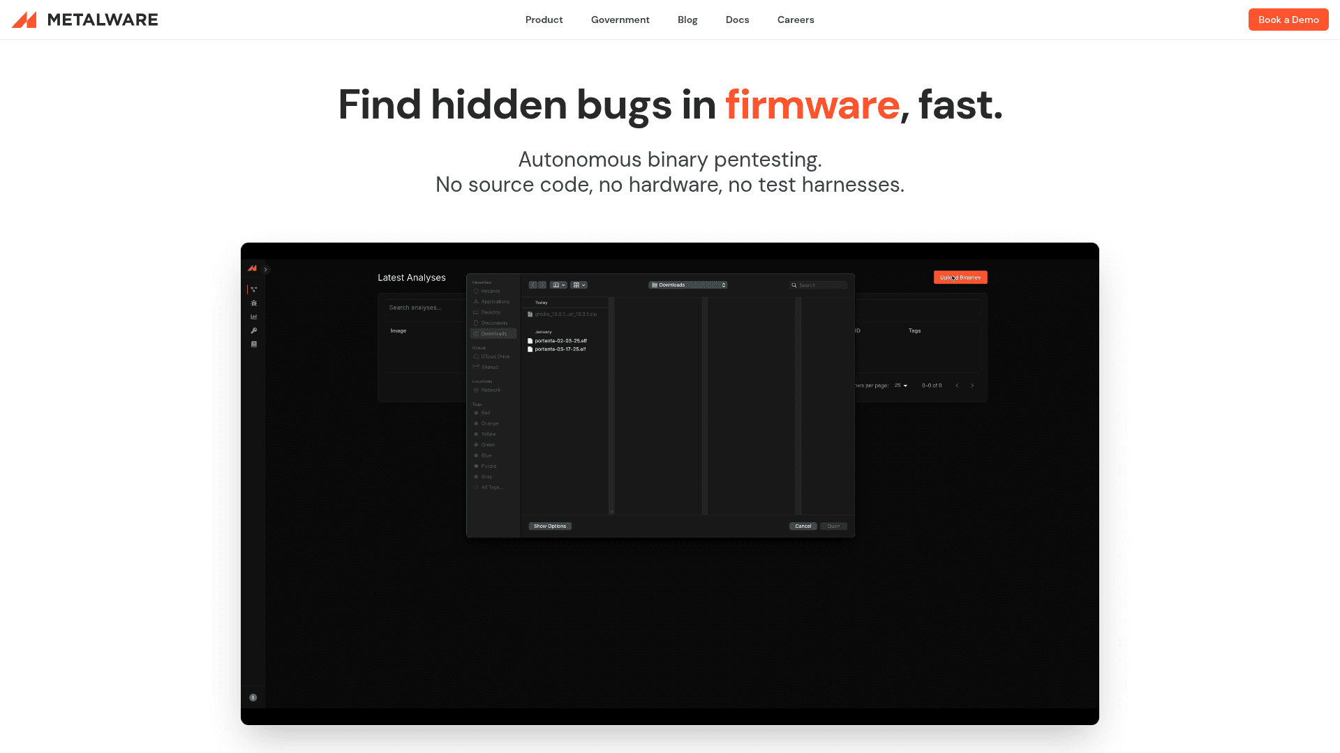 Metalware homepage screenshot