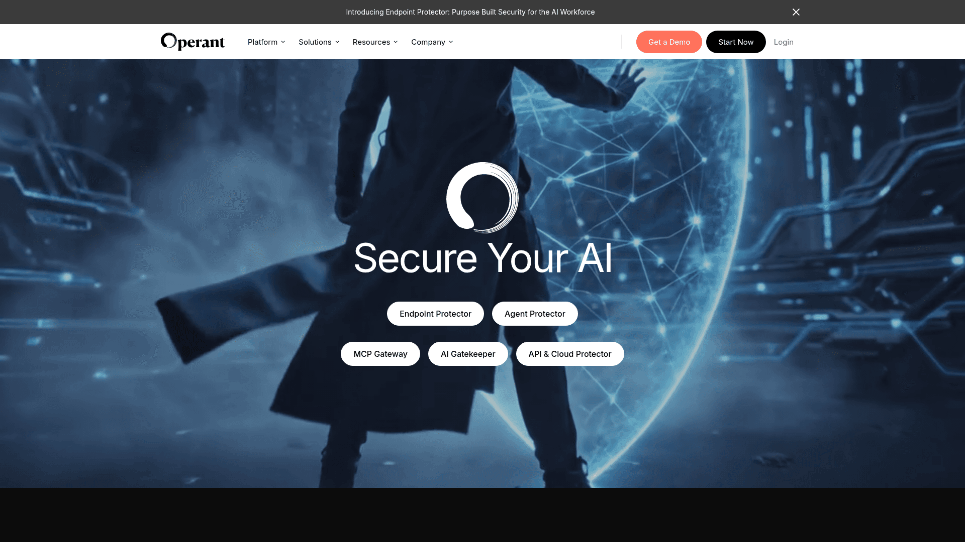 Operant AI homepage screenshot