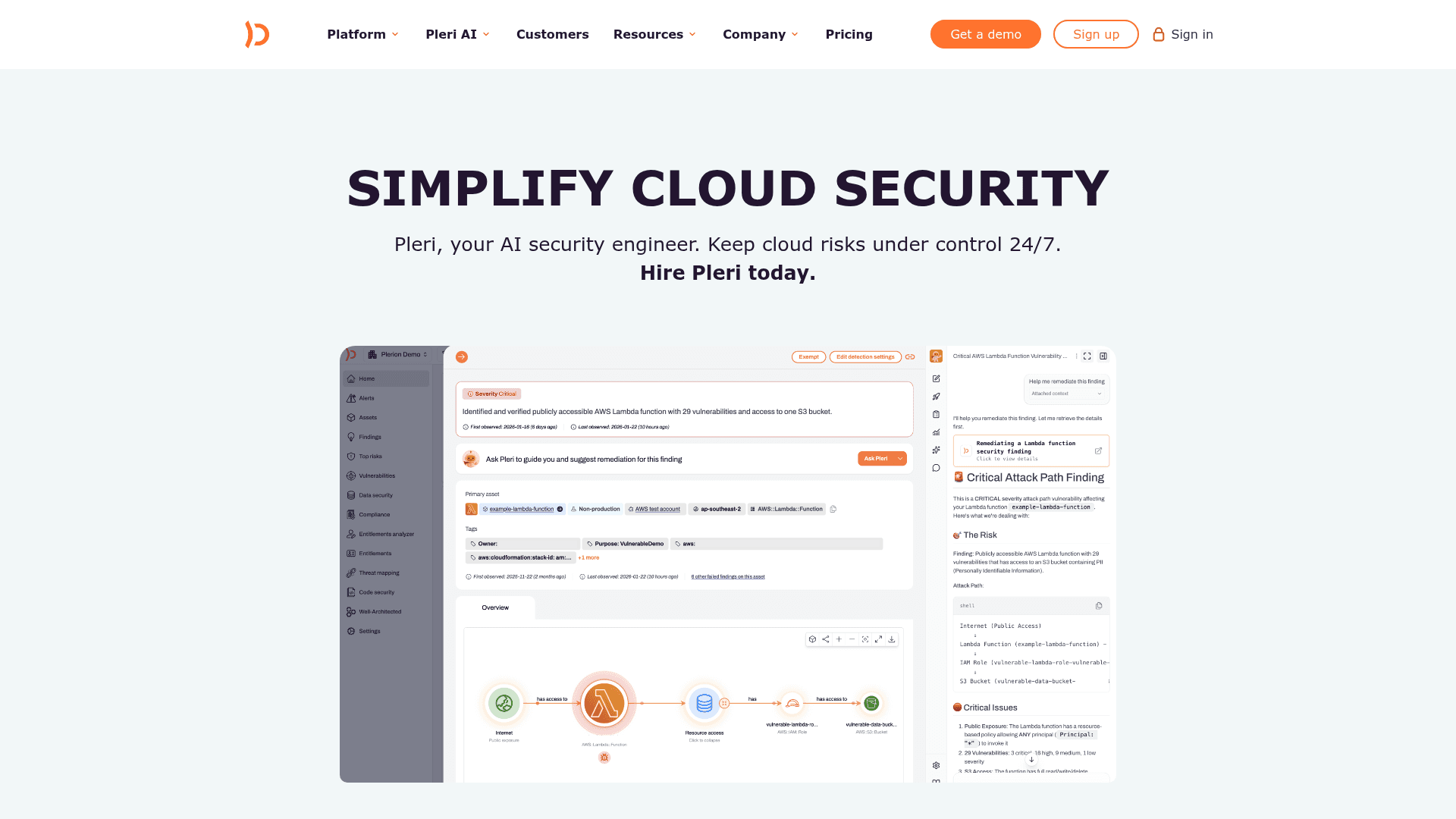 Plerion homepage screenshot