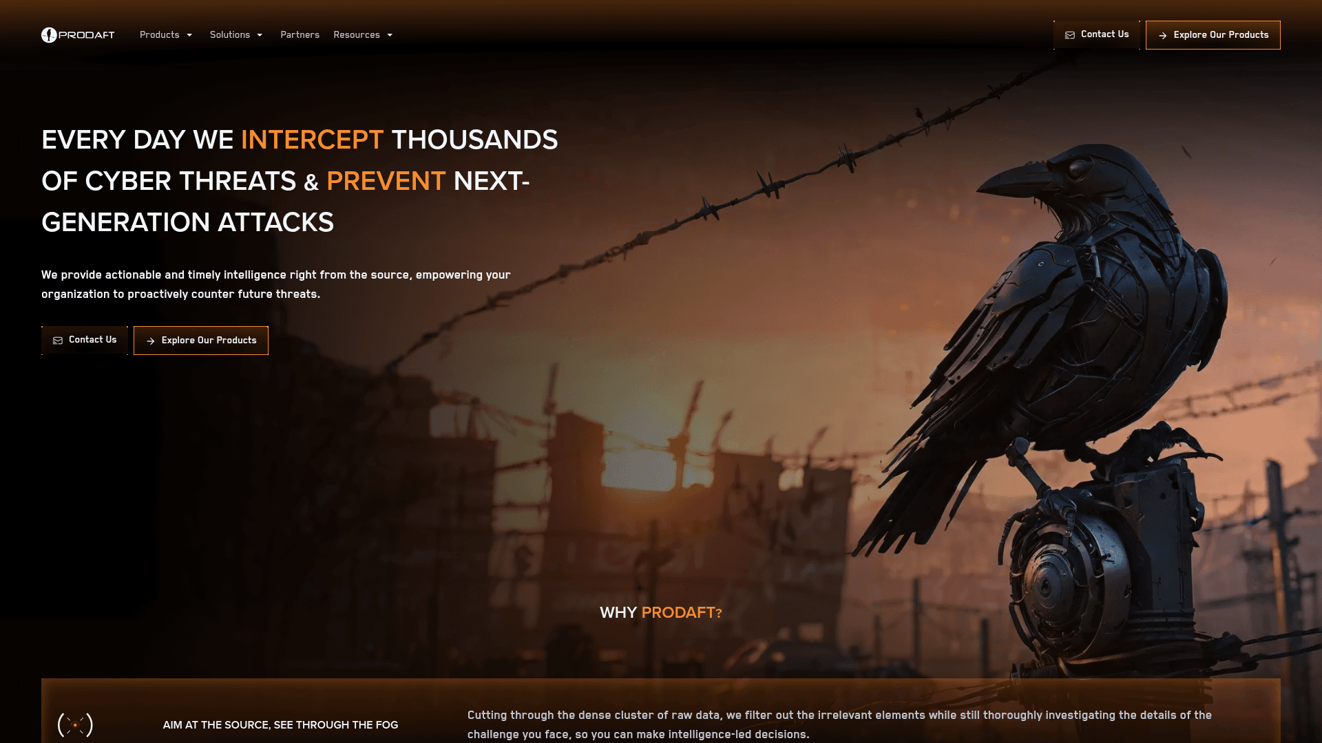 Prodaft homepage screenshot