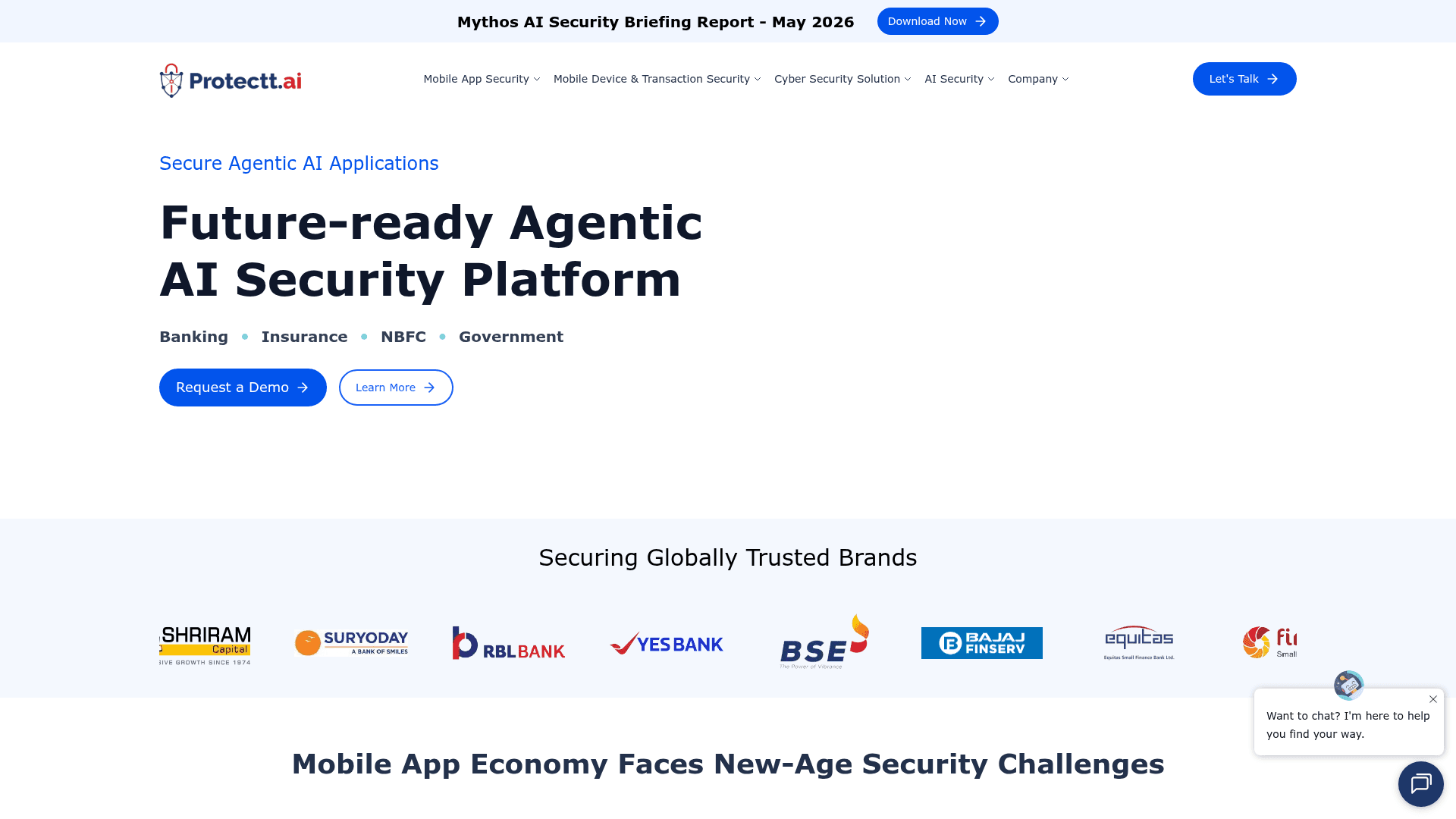 Protectt.ai homepage screenshot