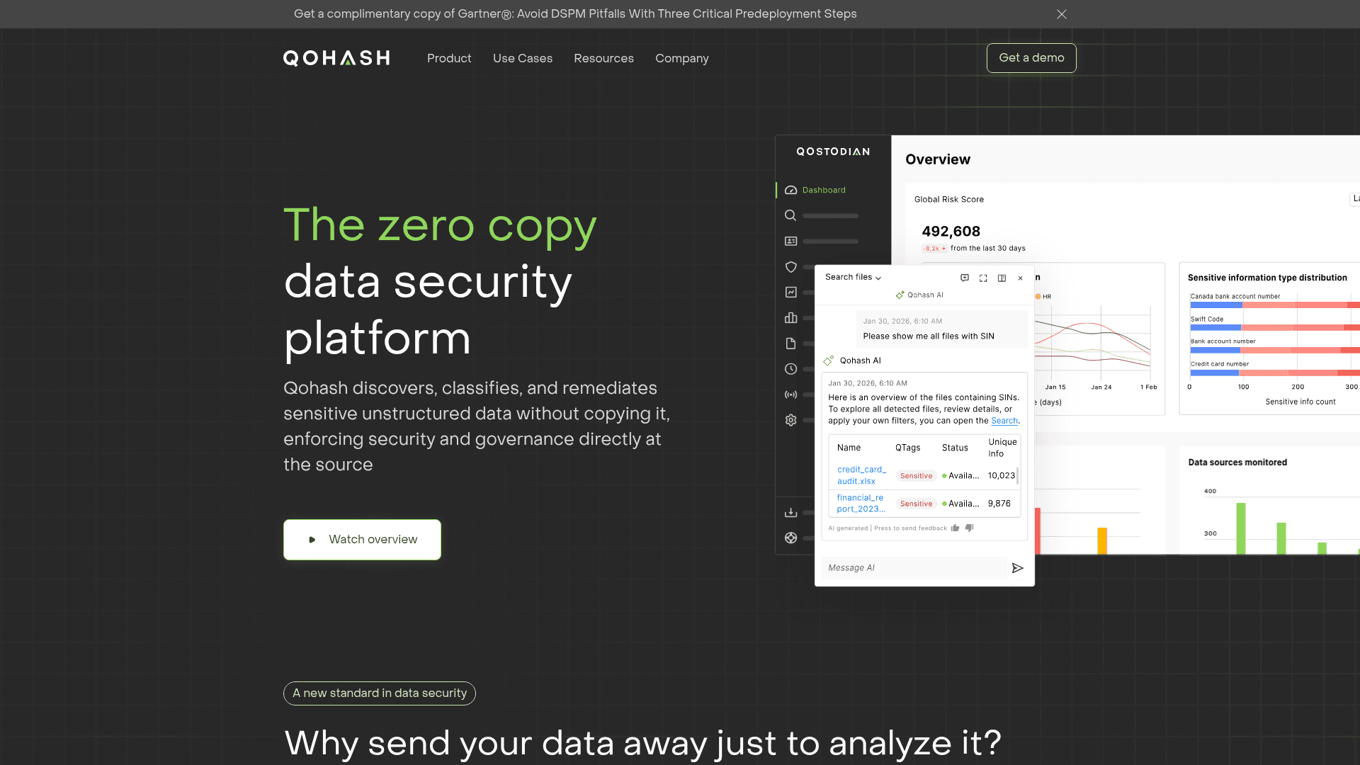 Qohash homepage