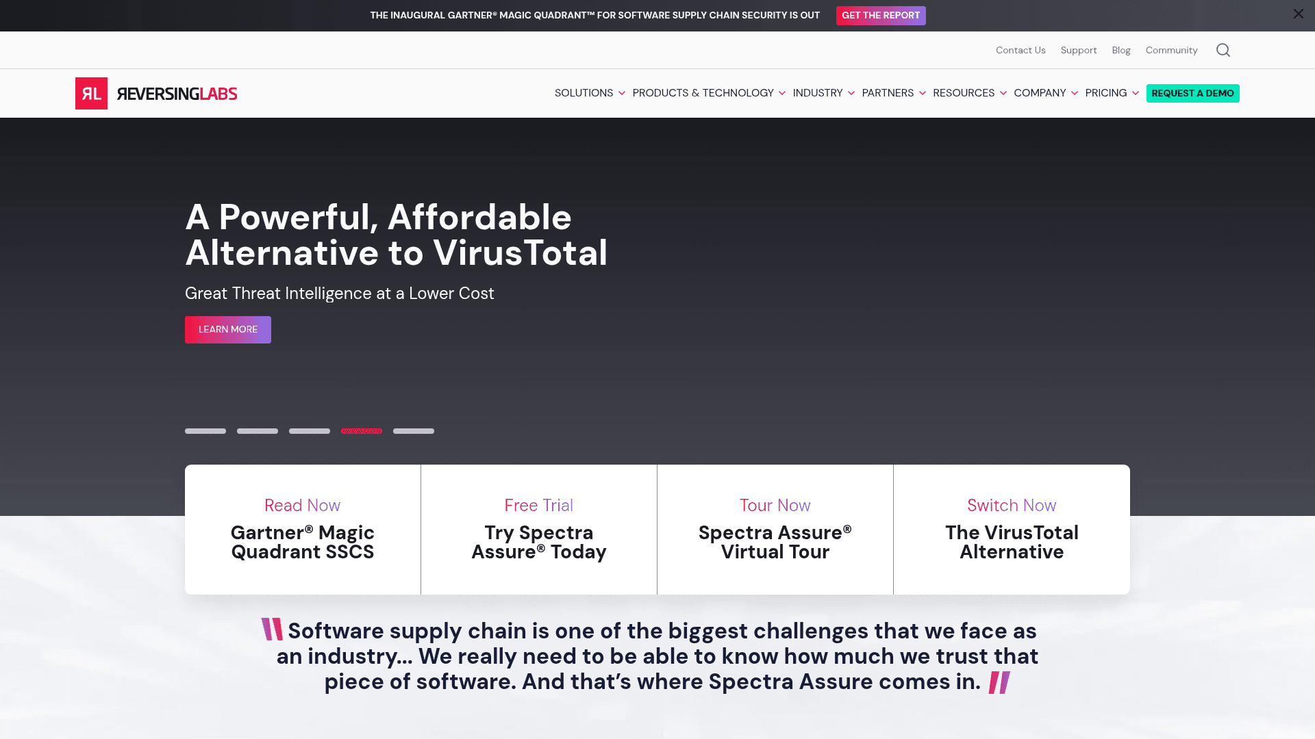 ReversingLabs homepage screenshot