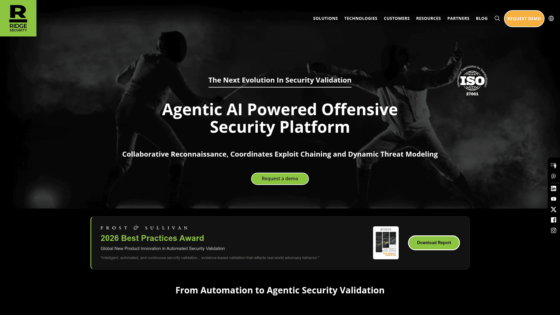 Ridge Security homepage screenshot
