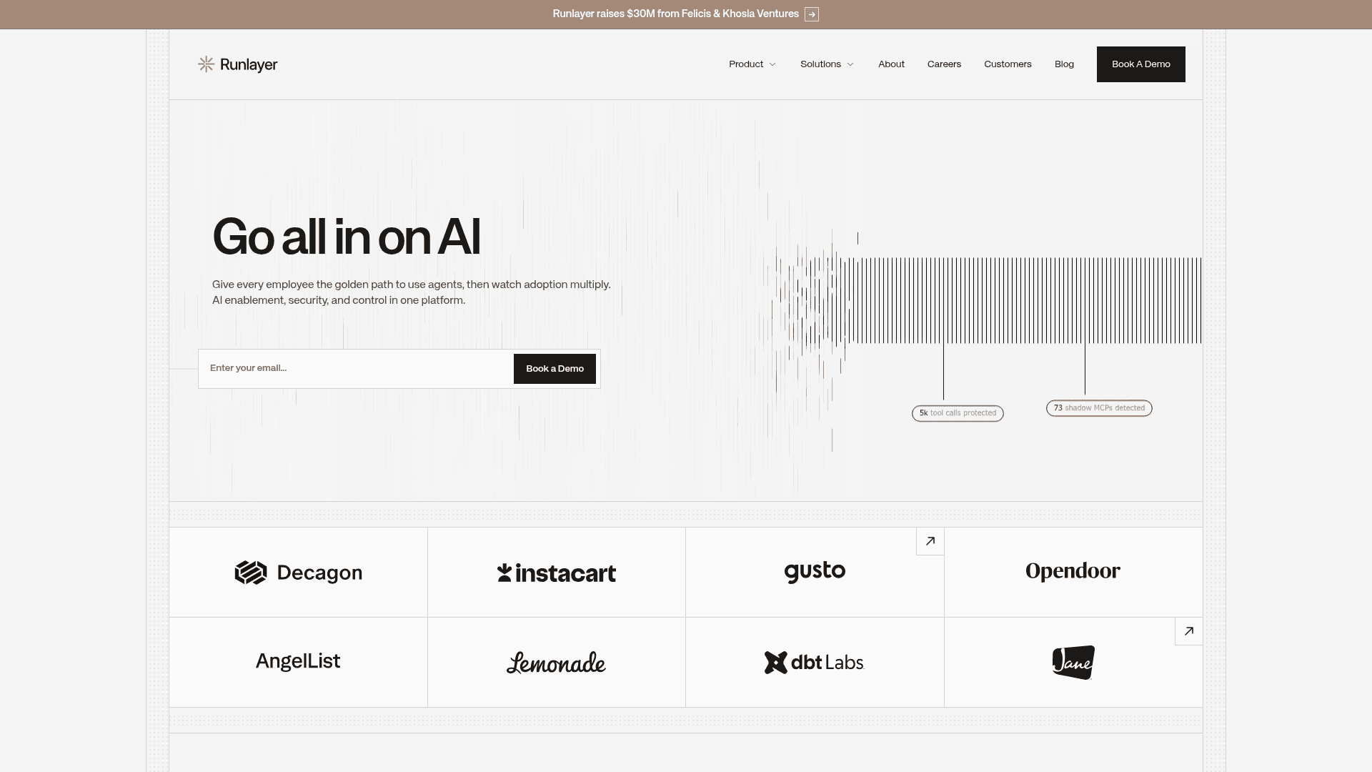Runlayer homepage screenshot