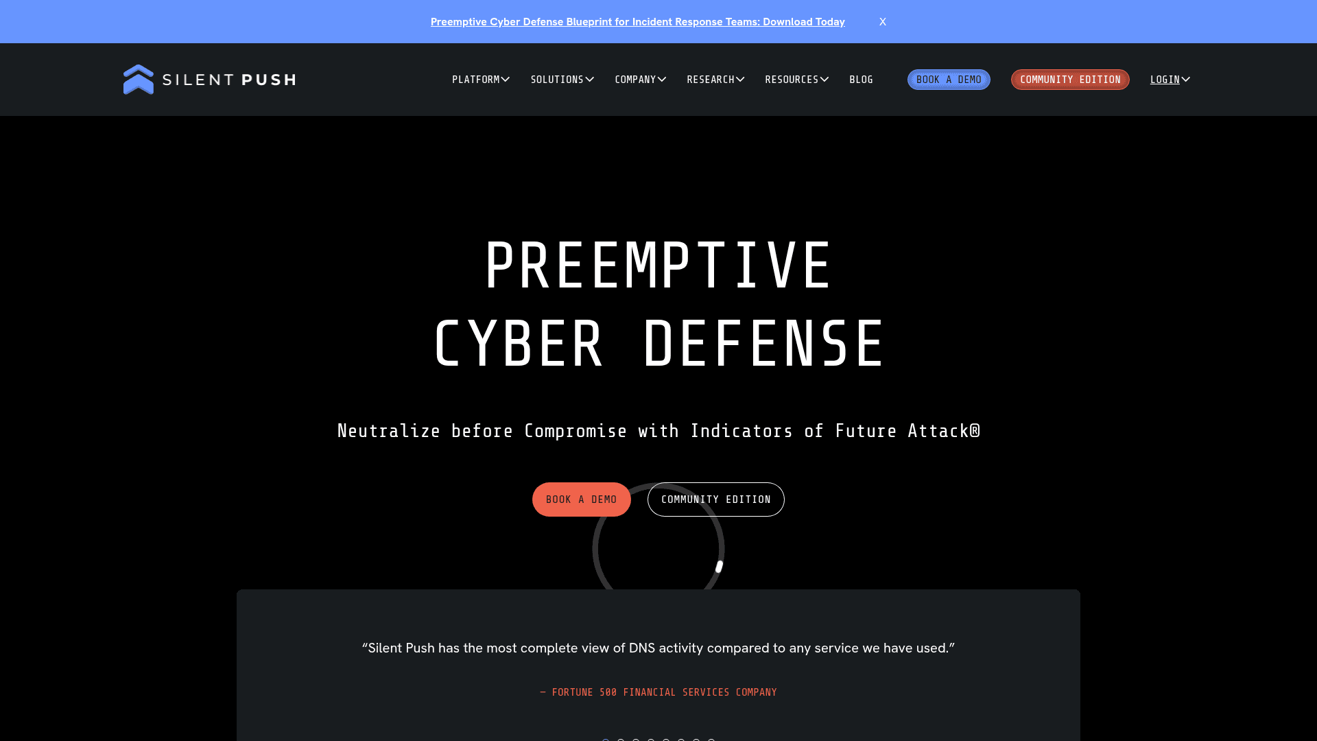 Silent Push homepage screenshot