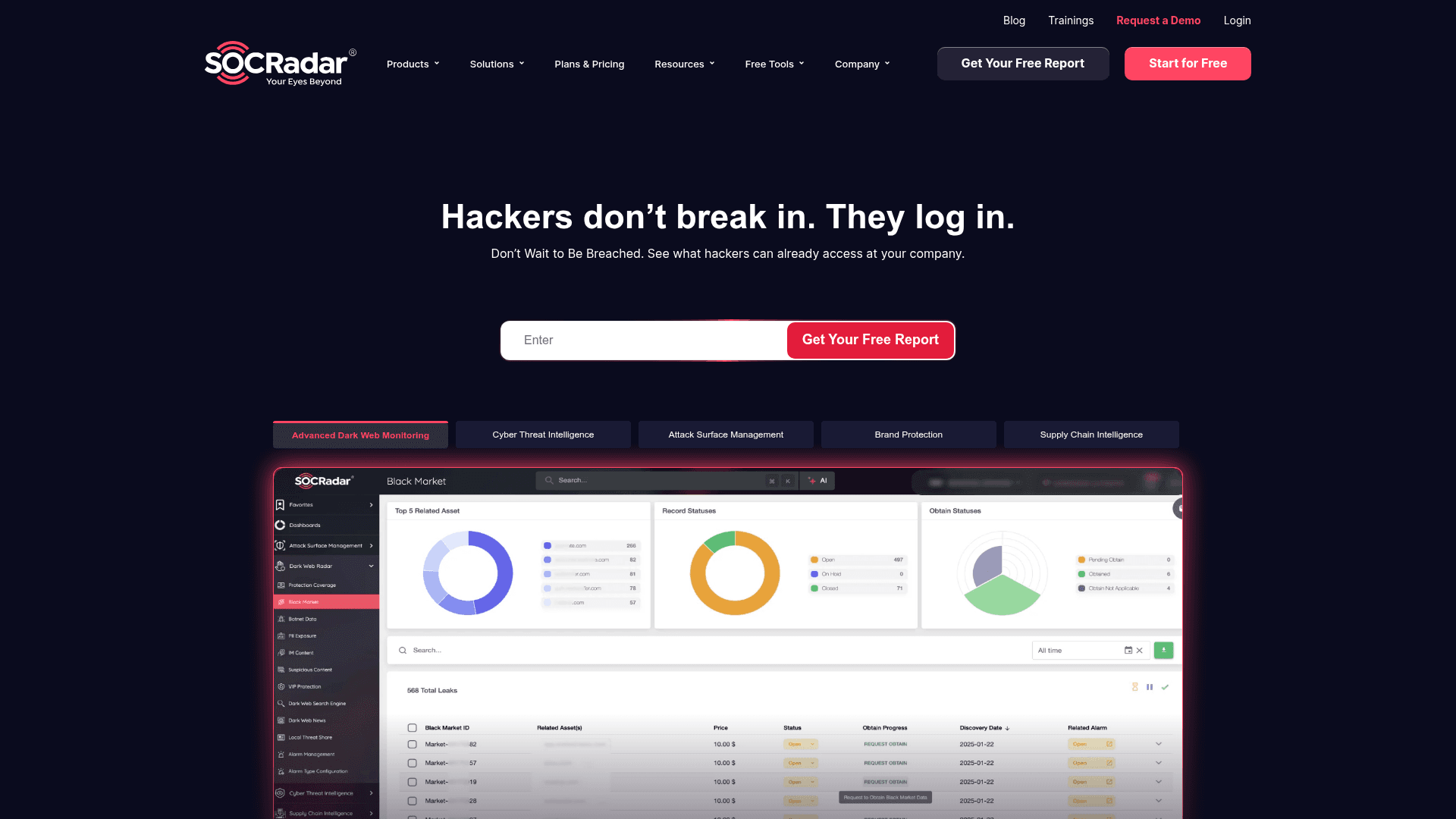 SOCRadar homepage screenshot