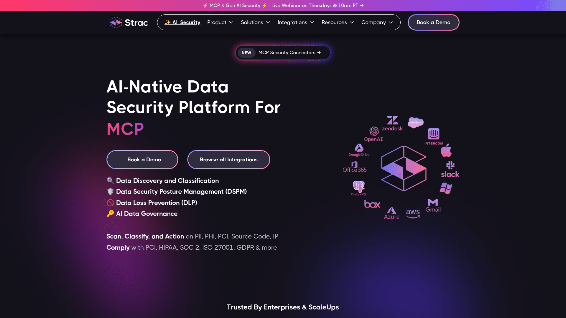 Strac homepage