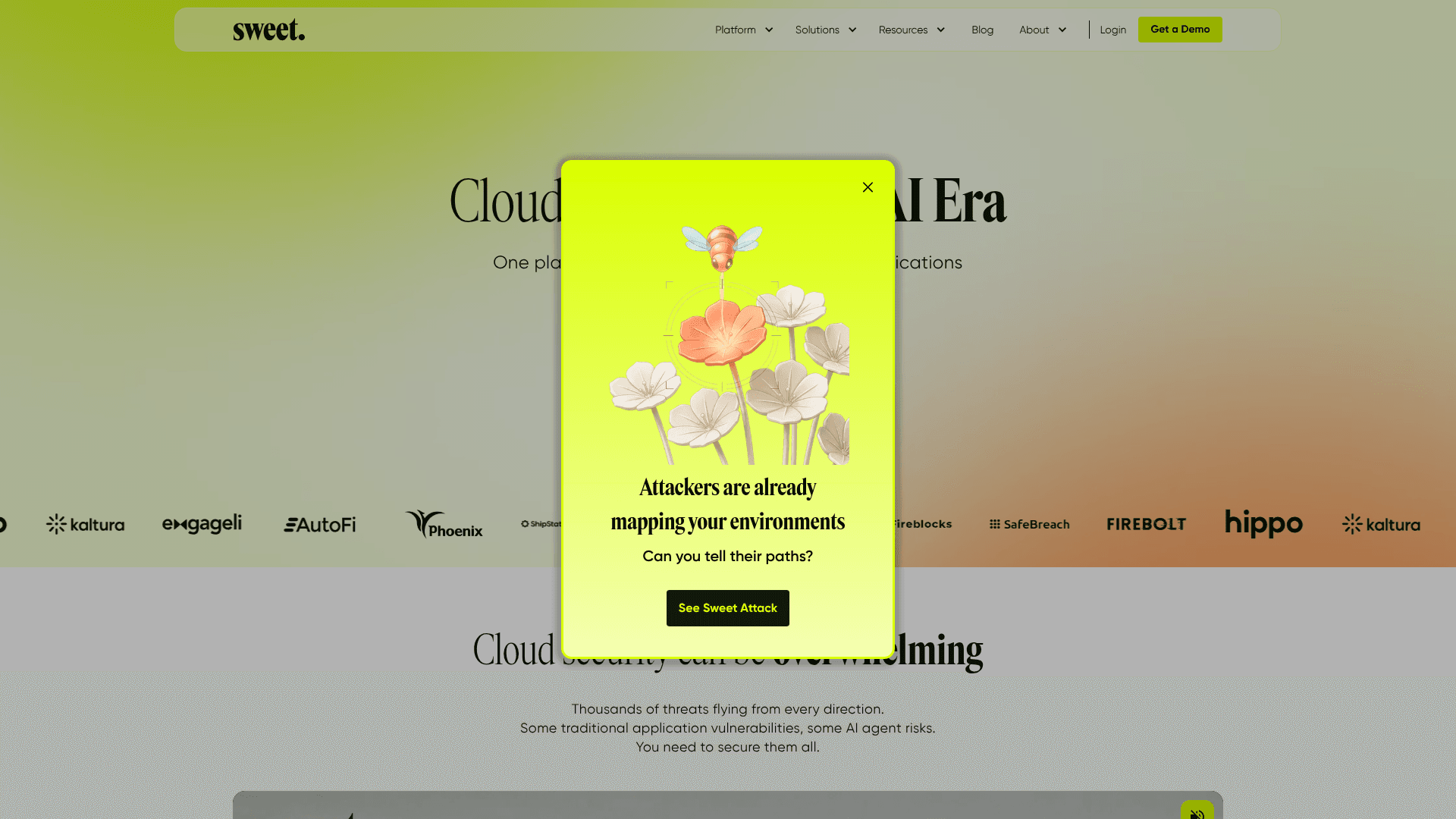 Sweet Security homepage