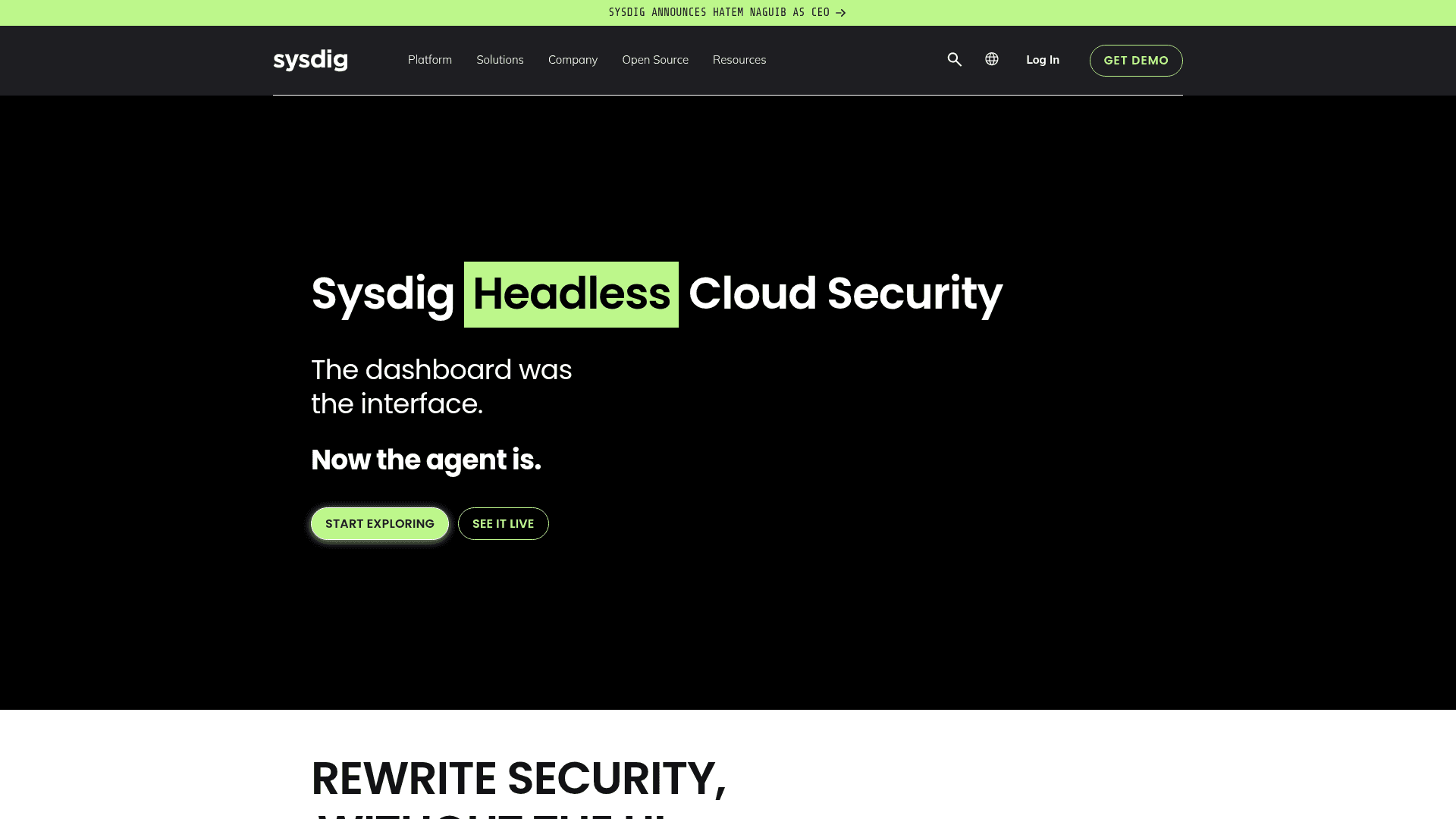 Sysdig homepage