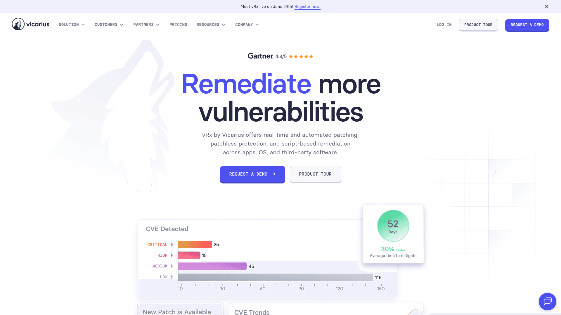 Vicarius homepage screenshot