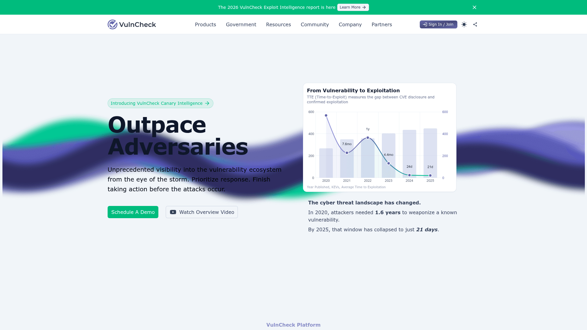 VulnCheck homepage screenshot