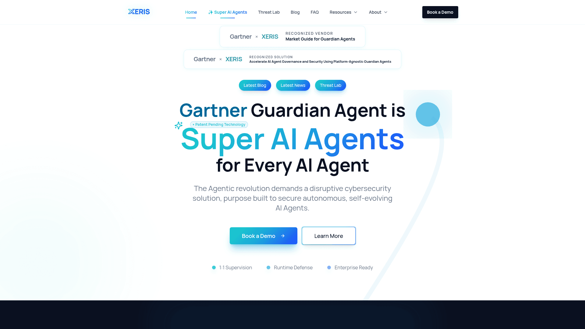 Xeris AI homepage screenshot