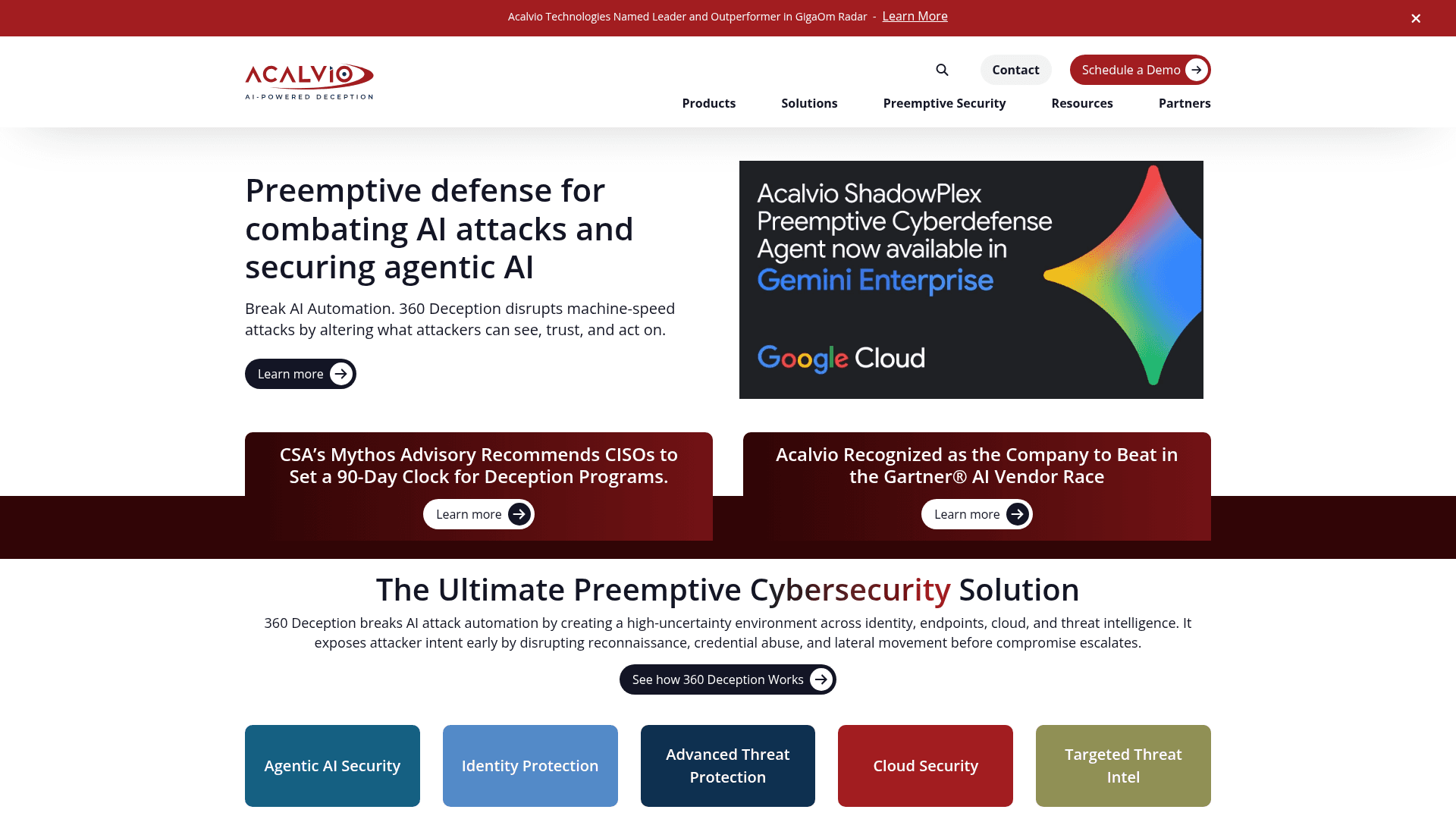 Acalvio Technologies homepage