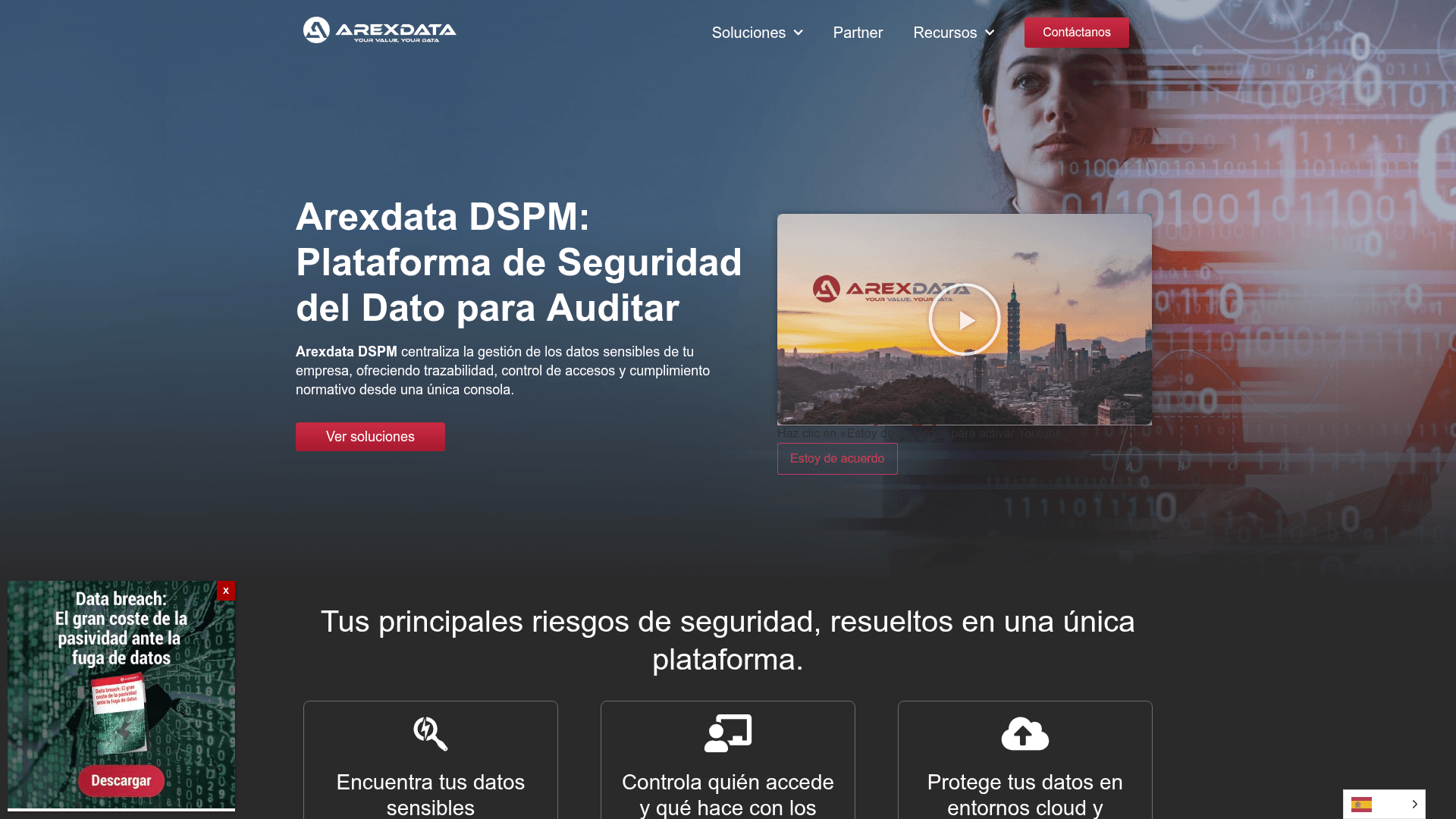 Arexdata homepage screenshot