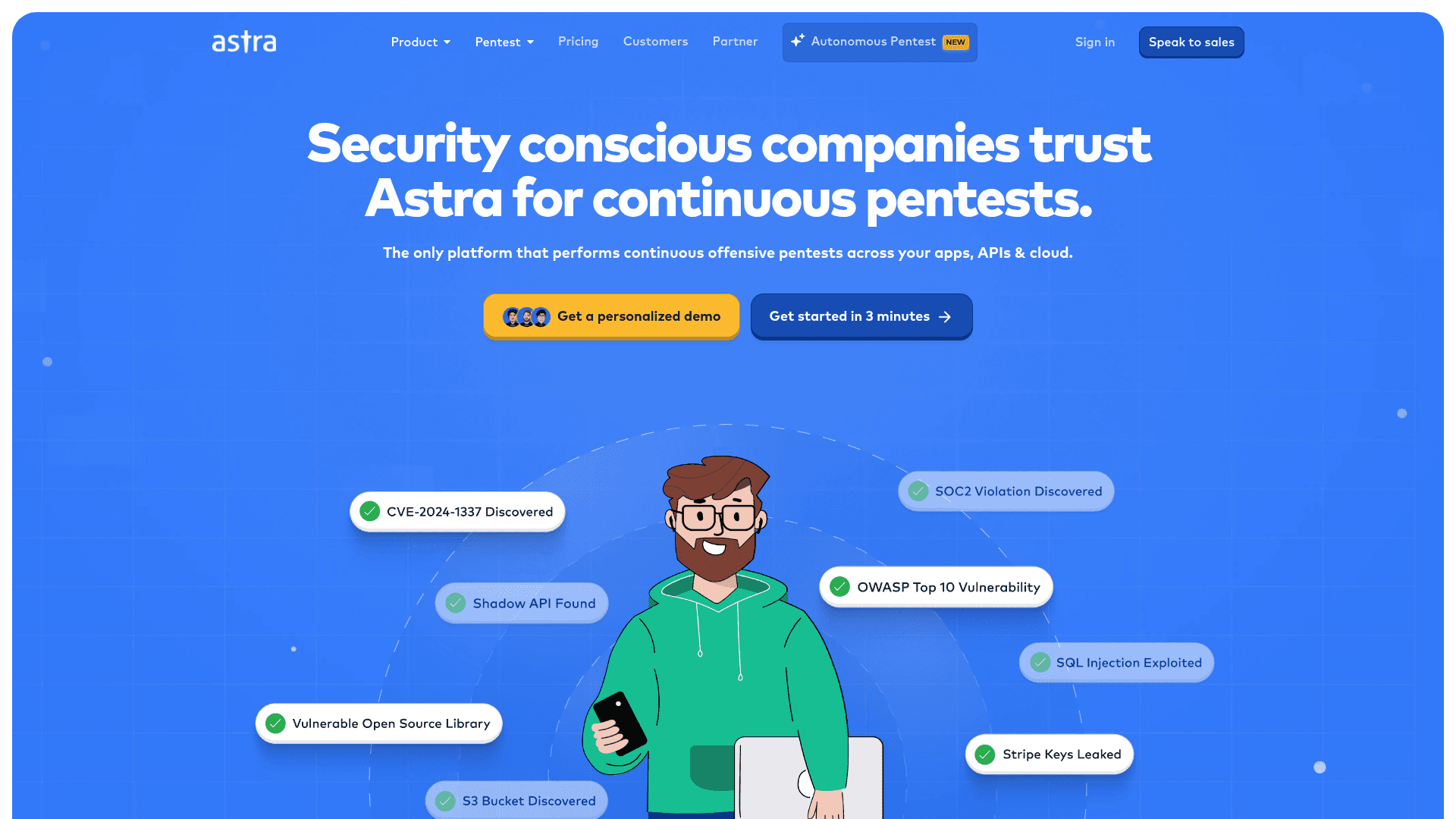 Astra Security homepage screenshot
