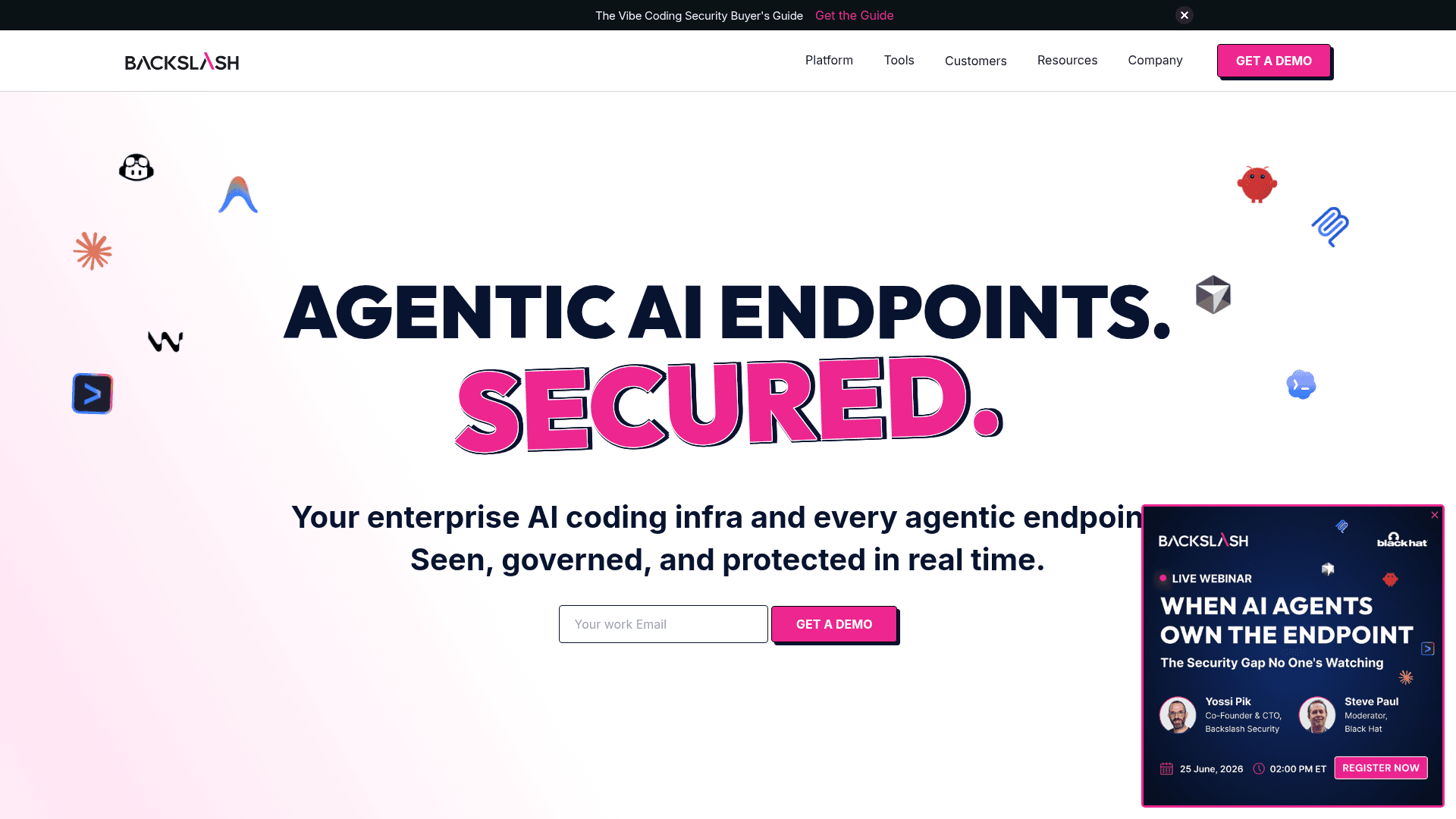 Backslash Security homepage screenshot