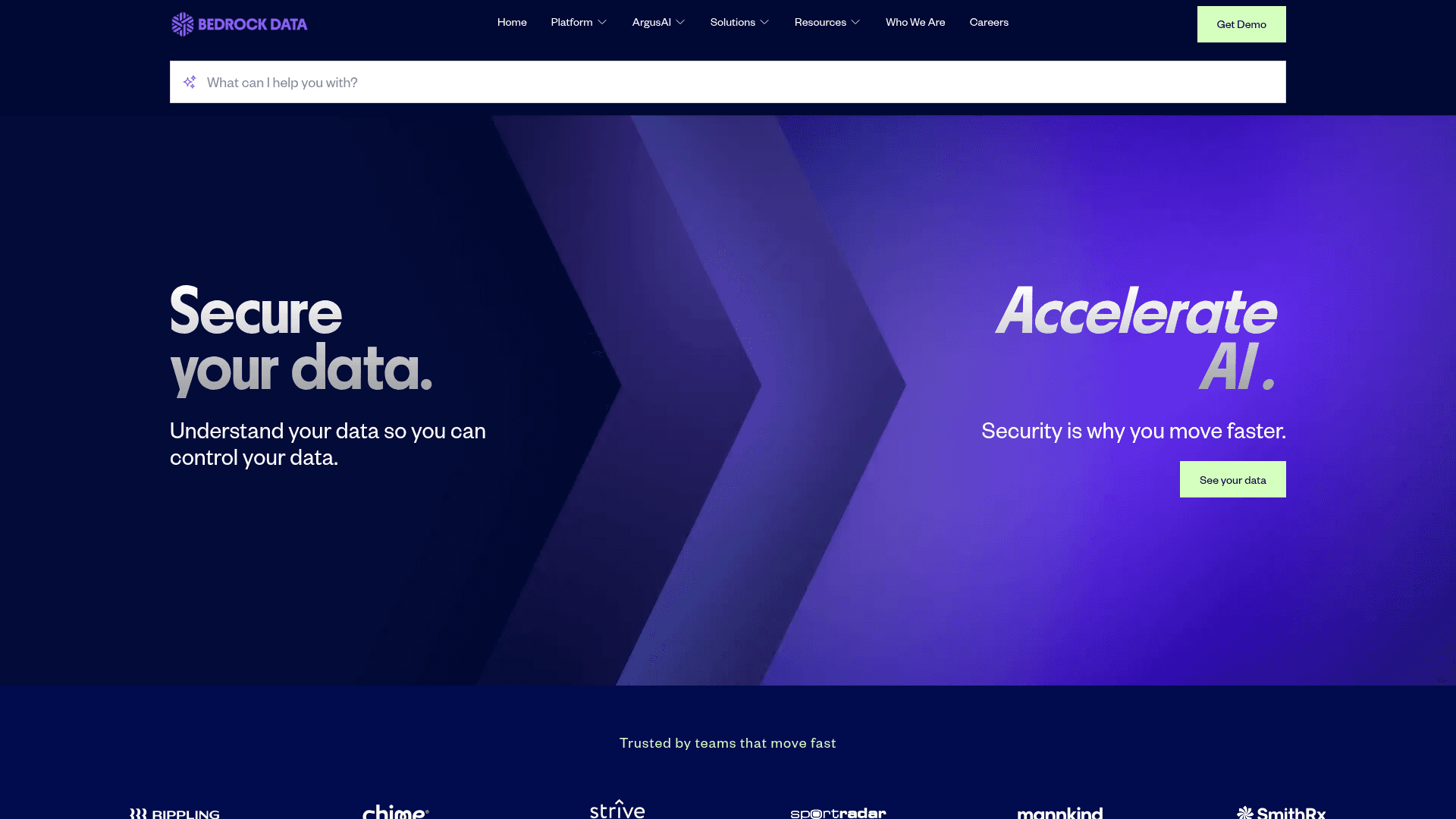 Bedrock Data homepage