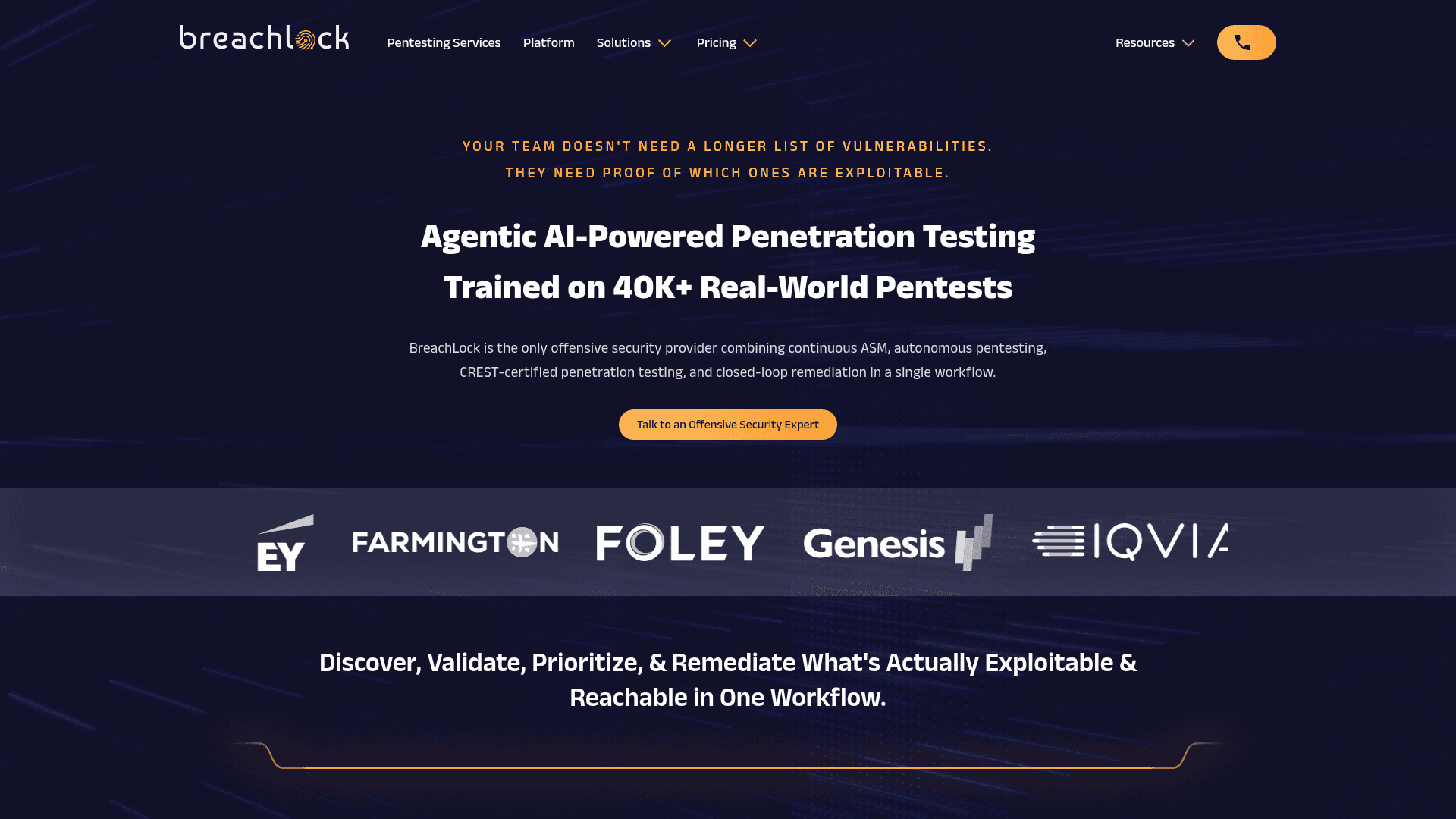 BreachLock homepage