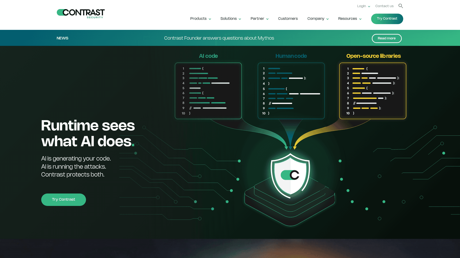 Contrast Security homepage screenshot