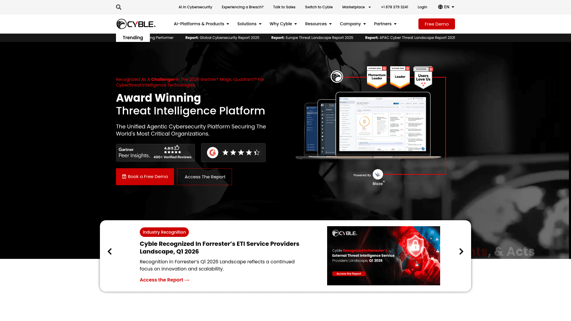 Cyble homepage screenshot