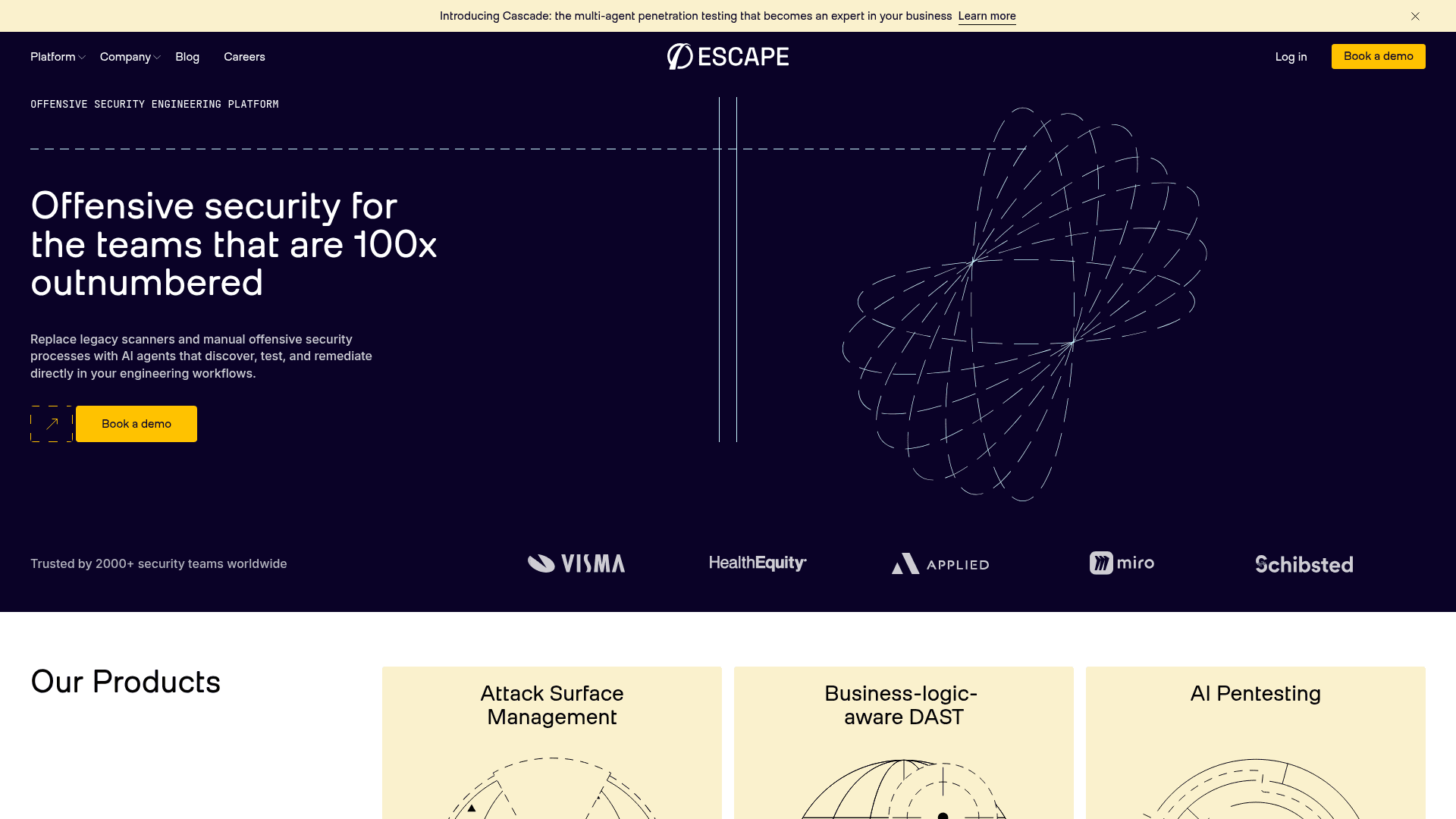 Escape homepage screenshot