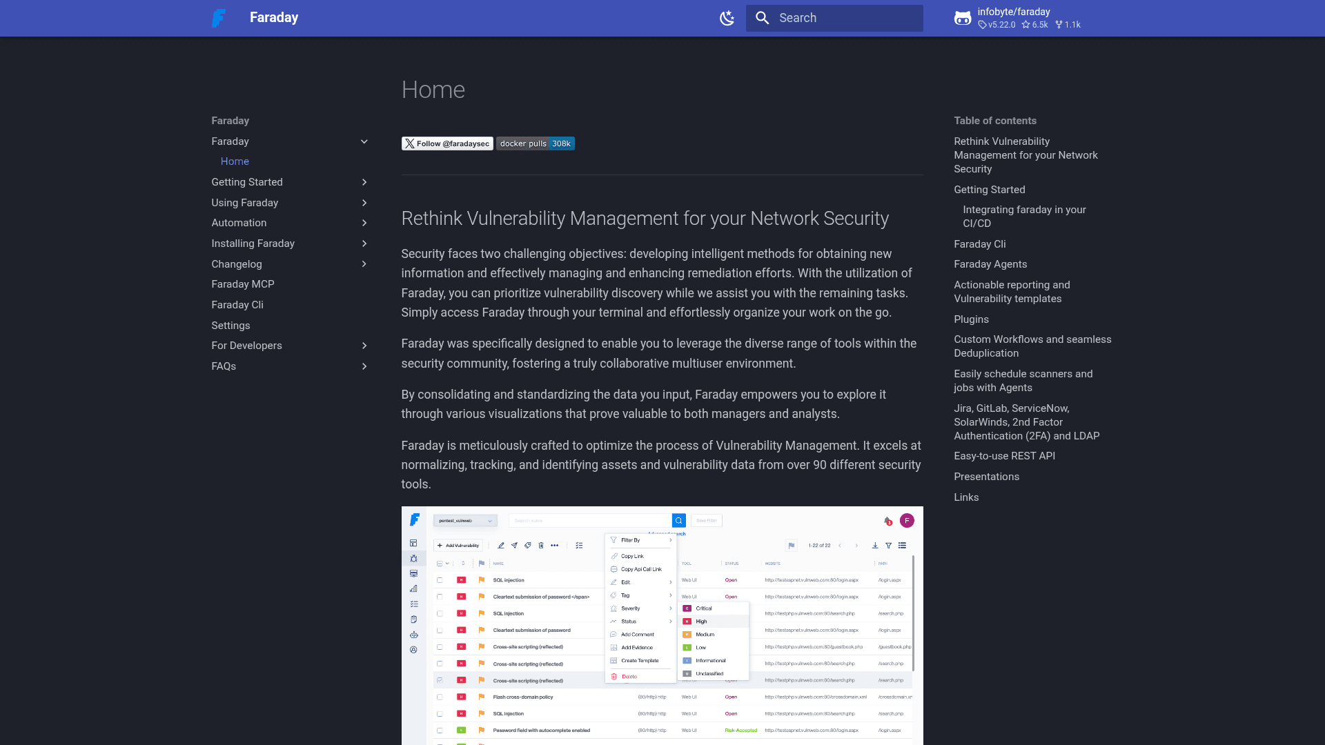 Faraday homepage screenshot