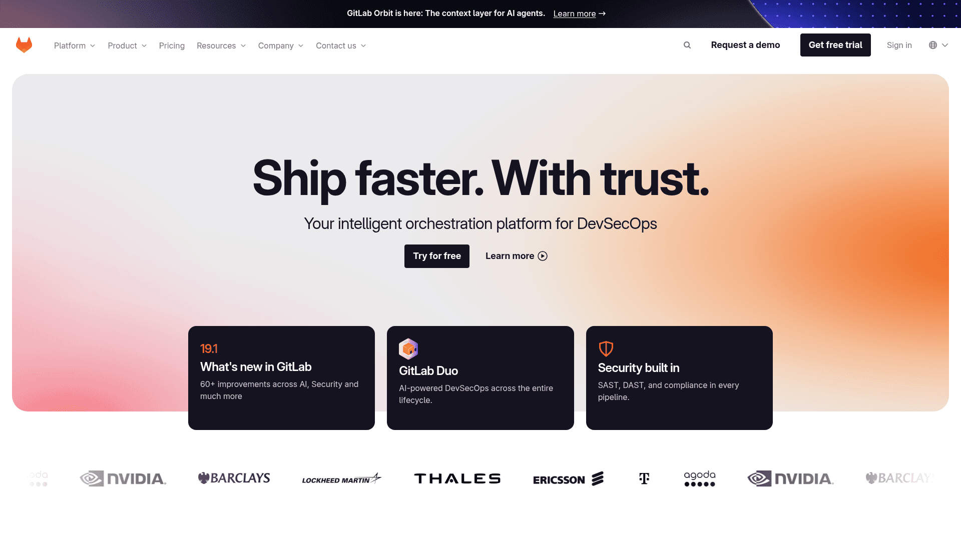 GitLab homepage screenshot
