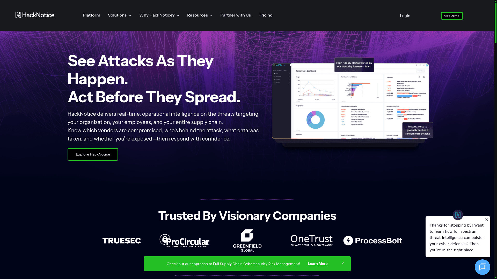HackNotice homepage screenshot